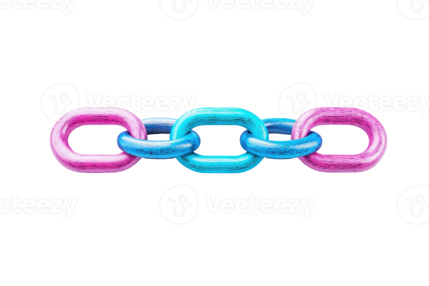 A vibrant, colorful chain featuring alternating pink and blue links, showcasing a modern design. png