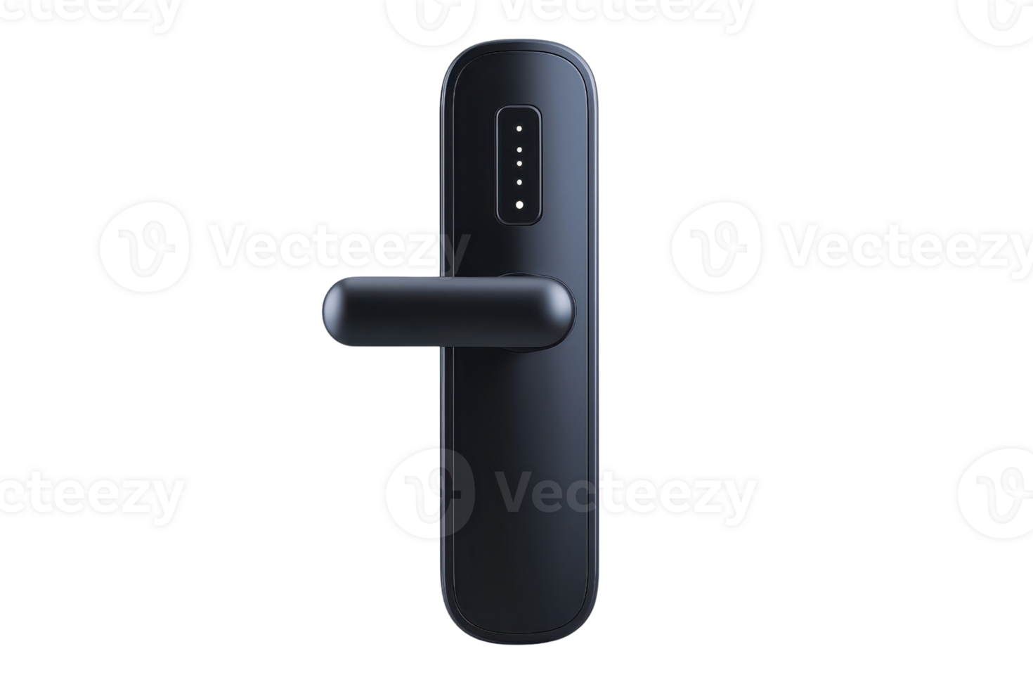 A sleek, modern door handle with a digital display, designed for secure access and contemporary aesthetics. png