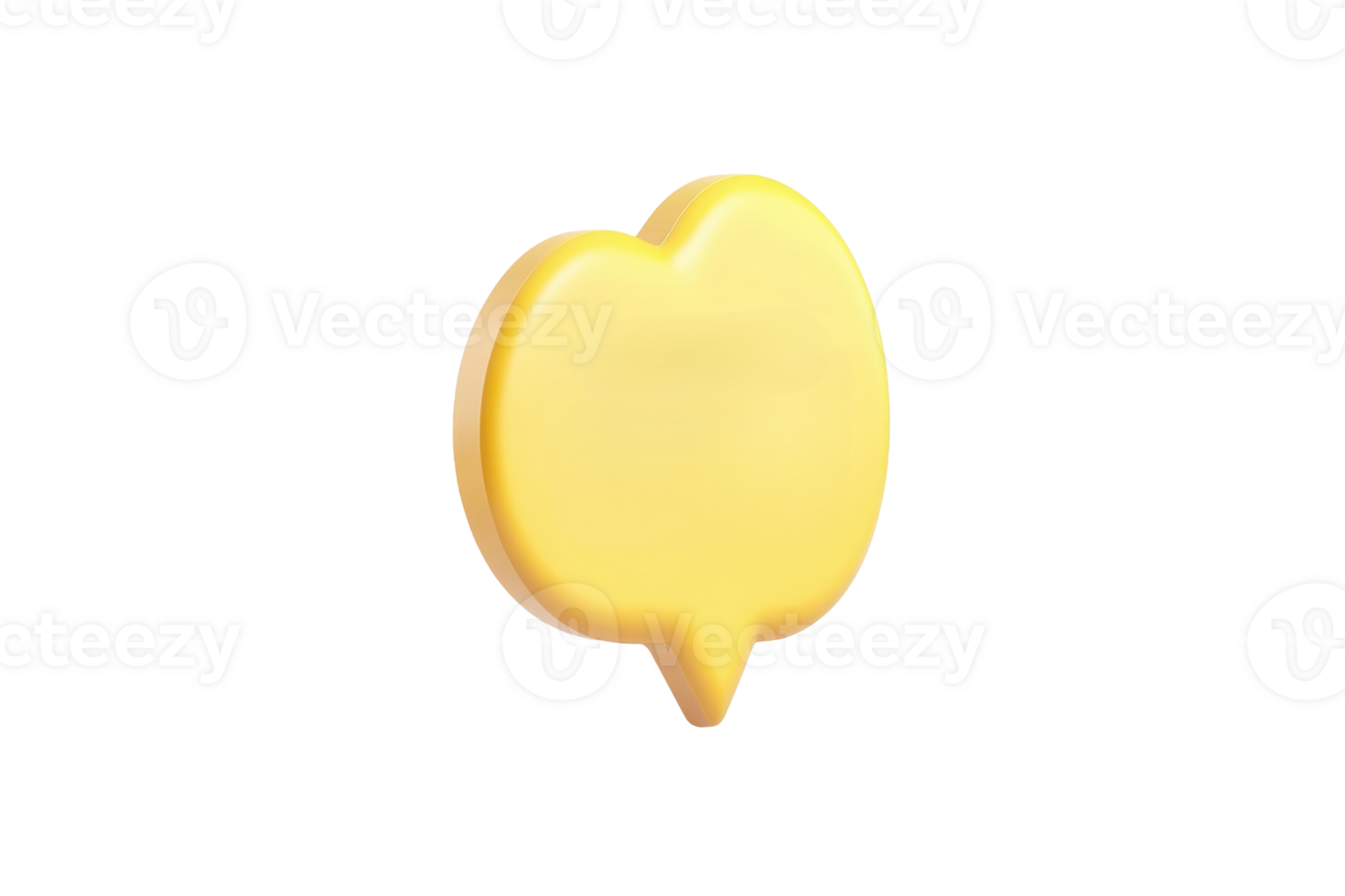 A bright yellow speech bubble icon designed to represent communication and conversation. png