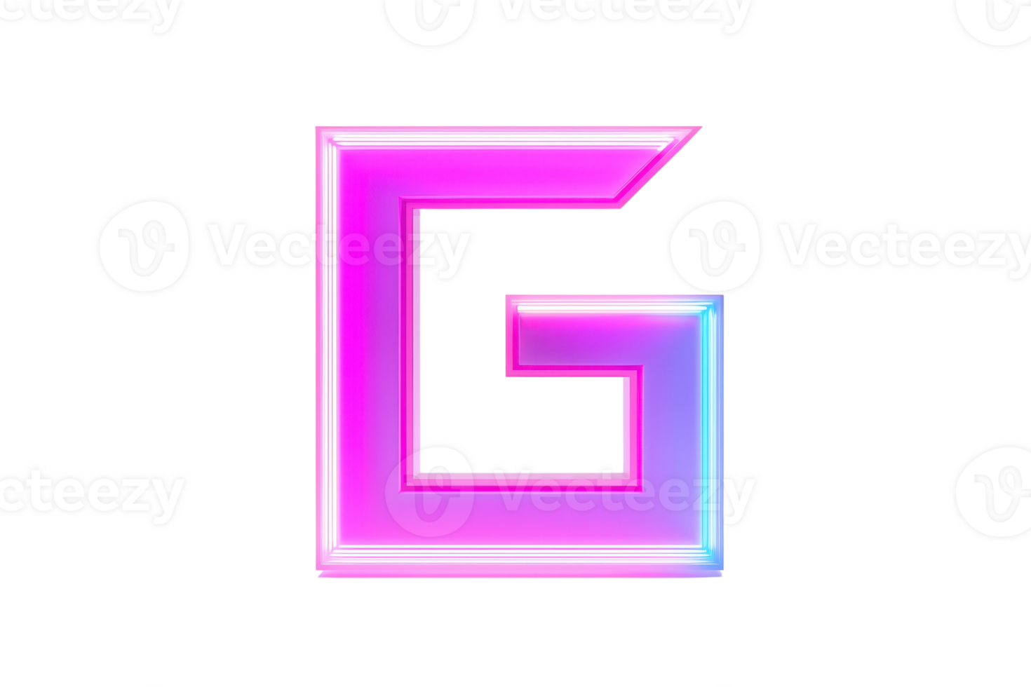 A stylized letter G in vibrant pink and blue hues, showcasing a modern, geometric design. png