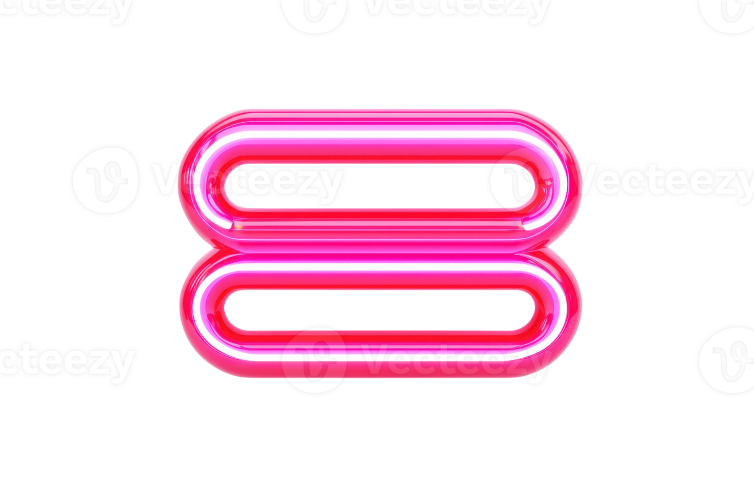 A glowing pink neon number eight with a smooth, rounded design. png