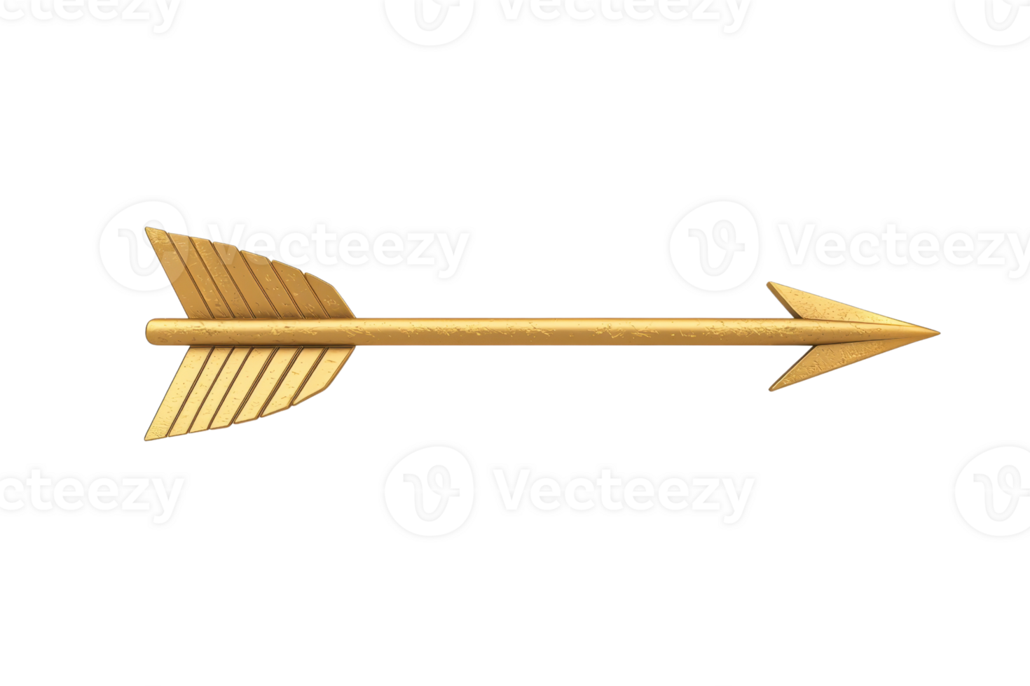 A sleek golden arrow with a pointed tip and feathered fletching. png