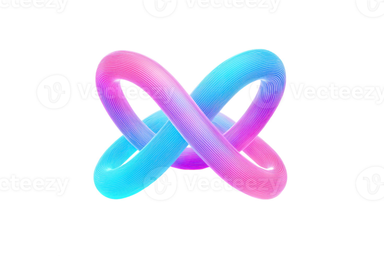 A vibrant, intertwined design featuring smooth curves in gradient shades of pink and blue, resembling an abstract infinity symbol. png