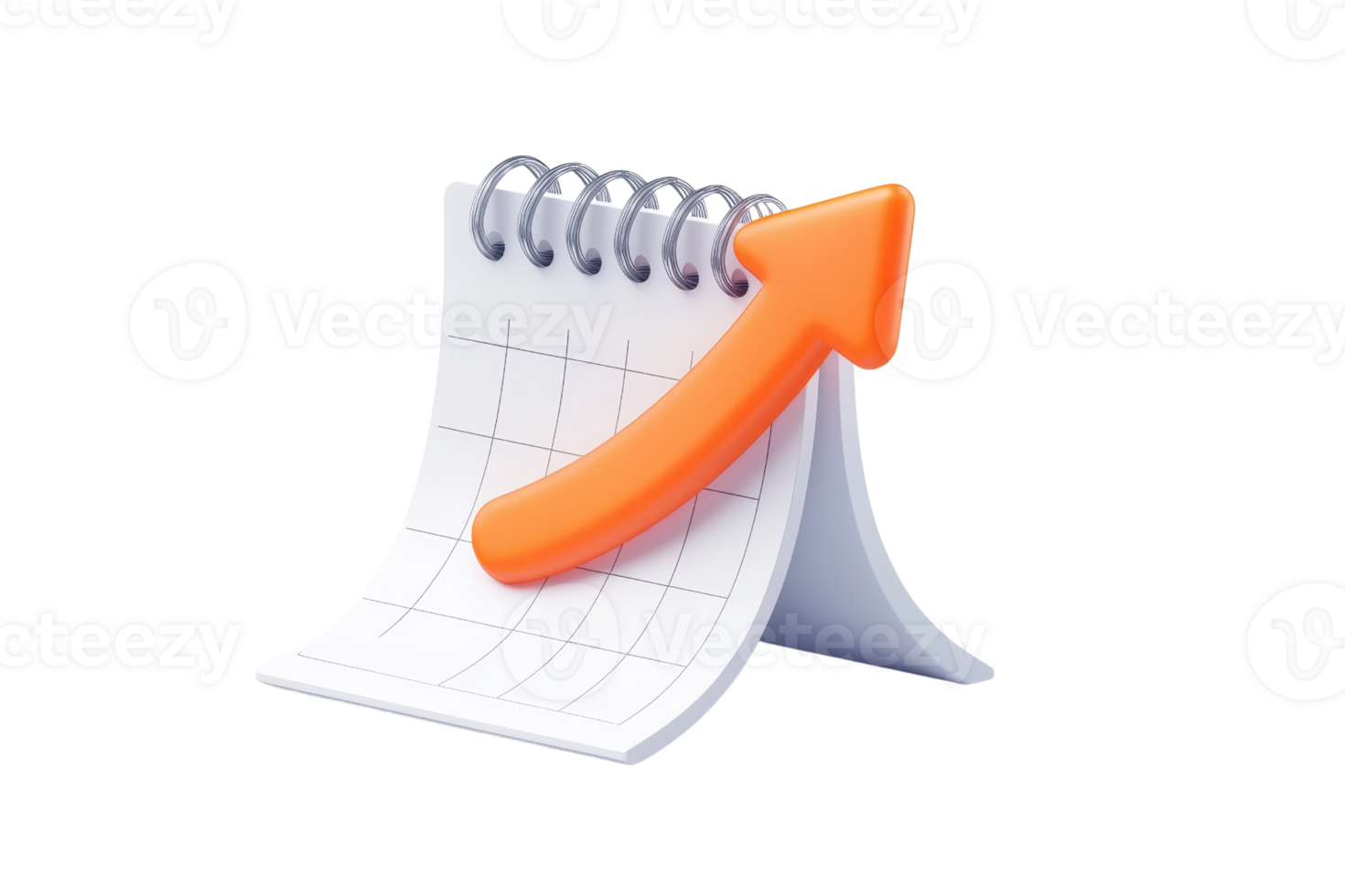 A notepad with a rising arrow symbolizing progress or growth. png