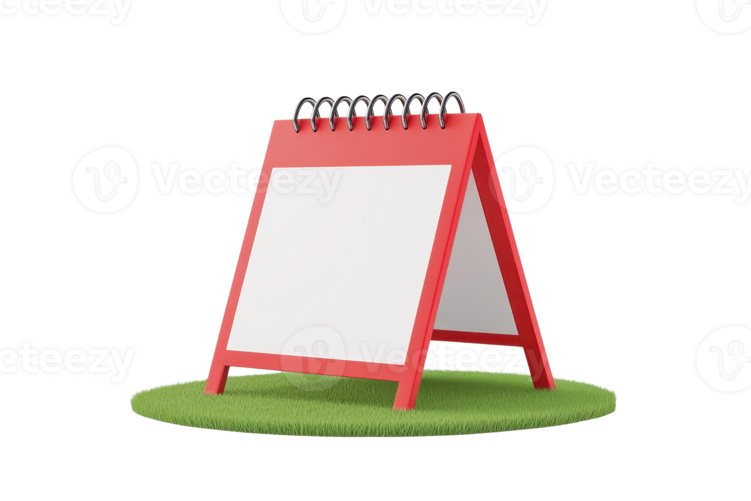A vibrant red tabletop calendar featuring blank pages, designed for scheduling and organization. png