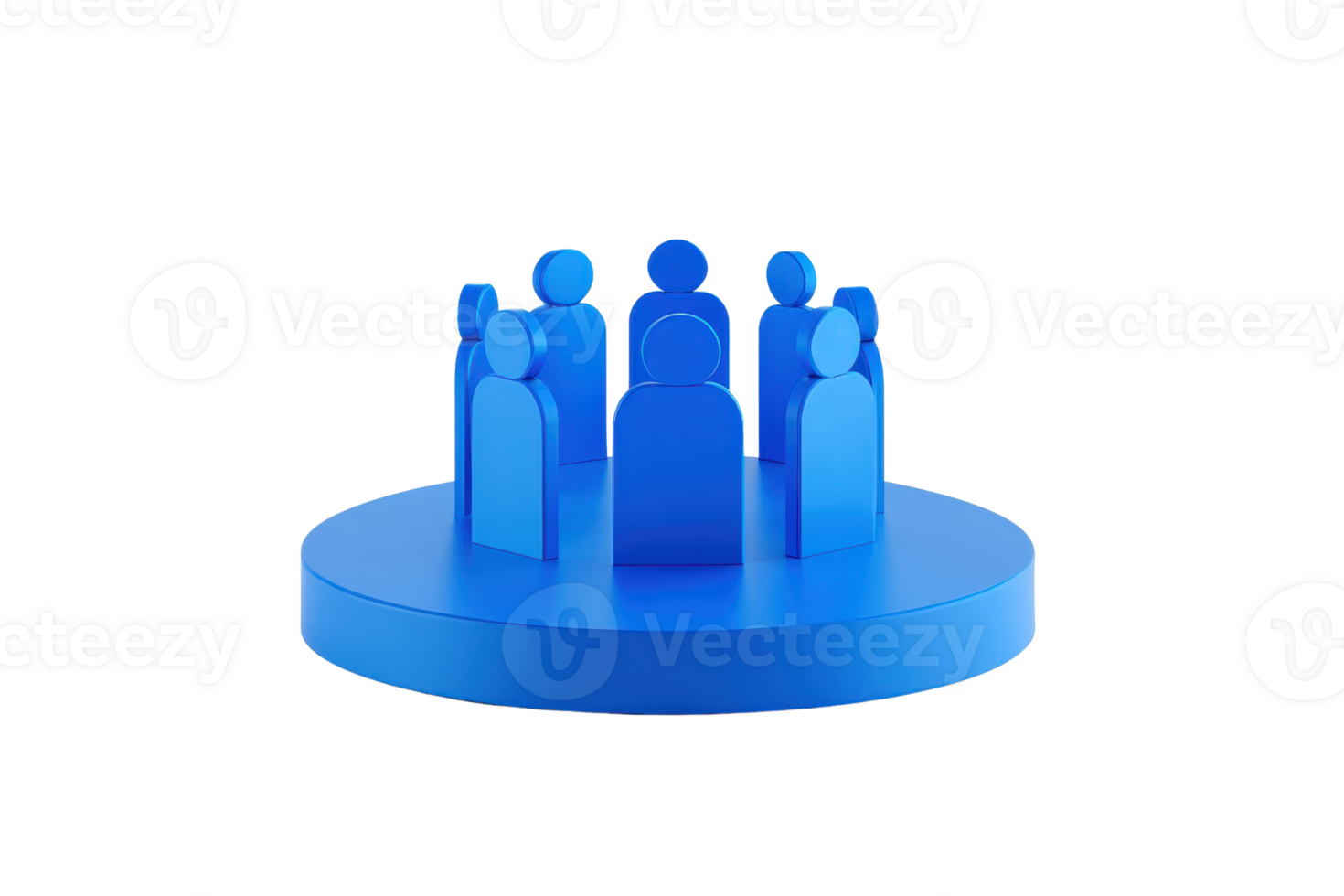 A group of blue abstract figures arranged in a circular formation, symbolizing connection and collaboration. png