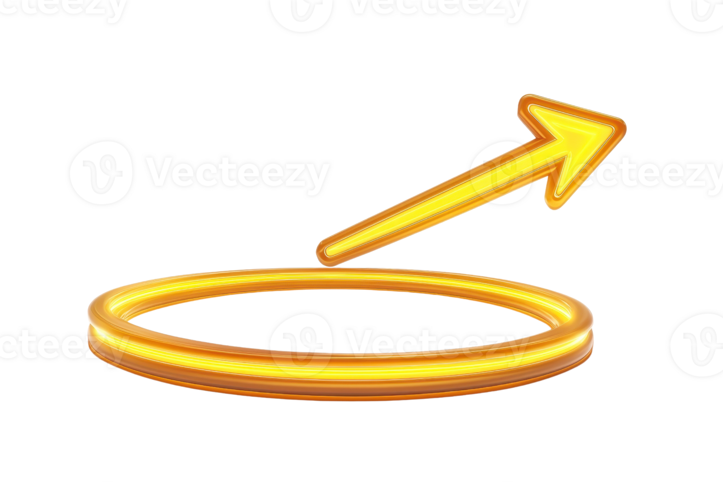 A glowing golden circular shape with an upward arrow, symbolizing progress or direction. png