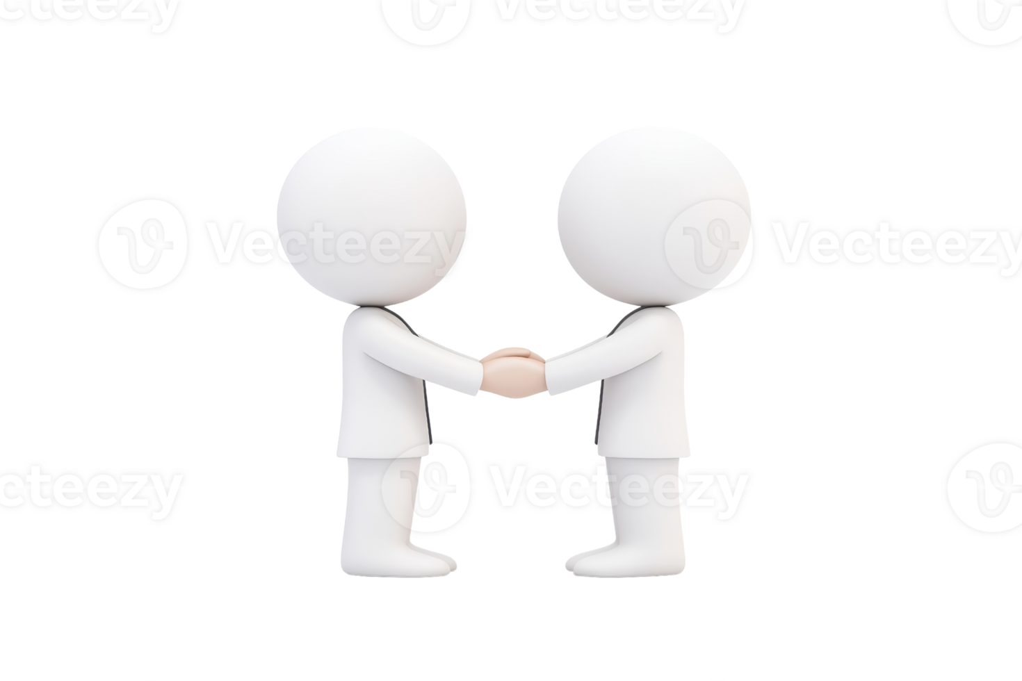 Two stylized figures in white suits are shaking hands, symbolizing agreement or partnership. png