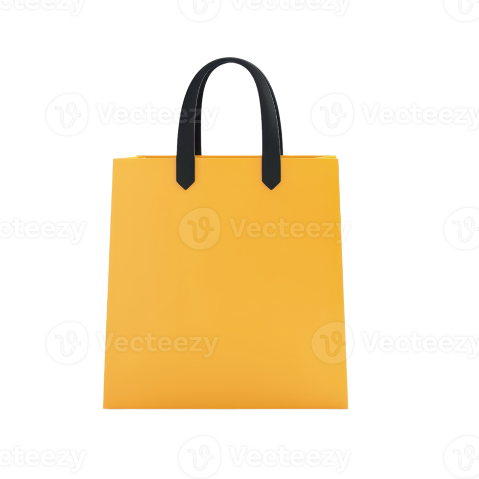 A vibrant yellow tote bag featuring black handles, ideal for shopping or everyday use. png