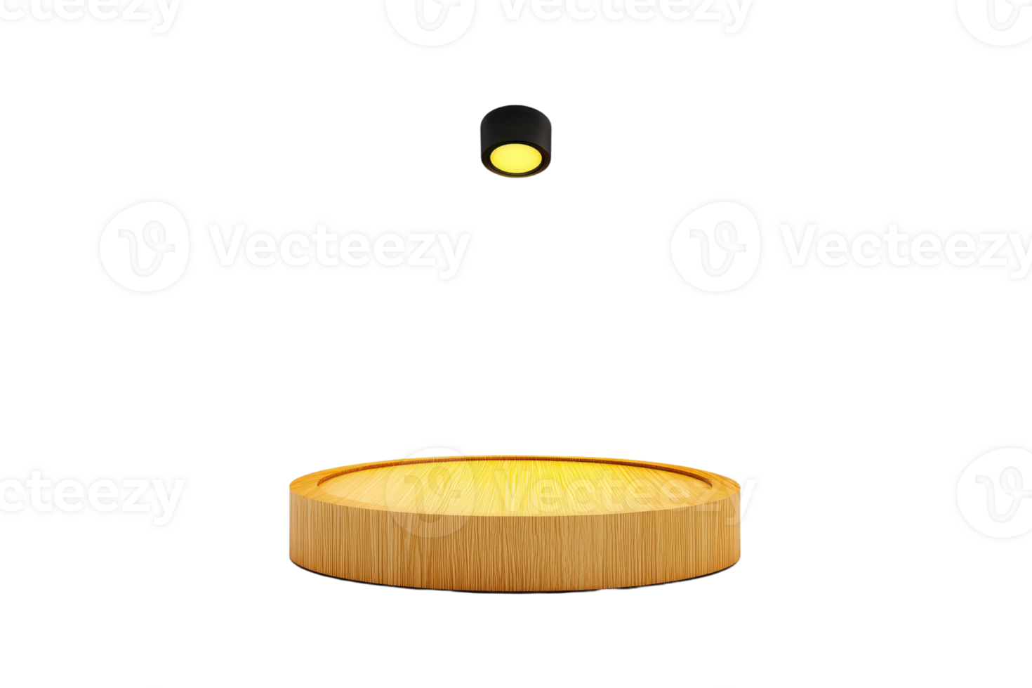 A circular platform with a yellow surface and a small black light source hovering above it. png