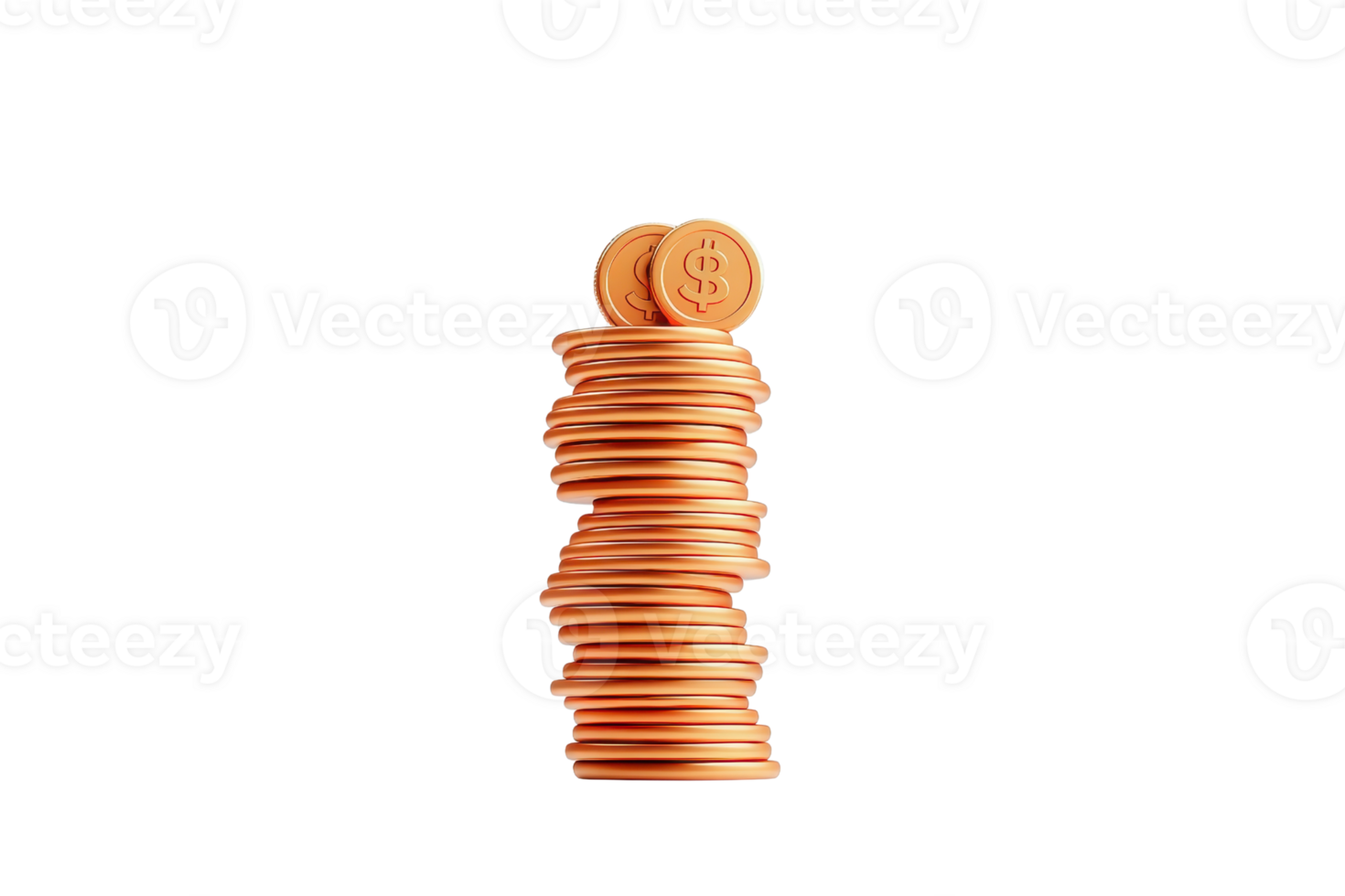 A stack of gold coins arranged vertically, showcasing their shiny surfaces and detailed engravings. png