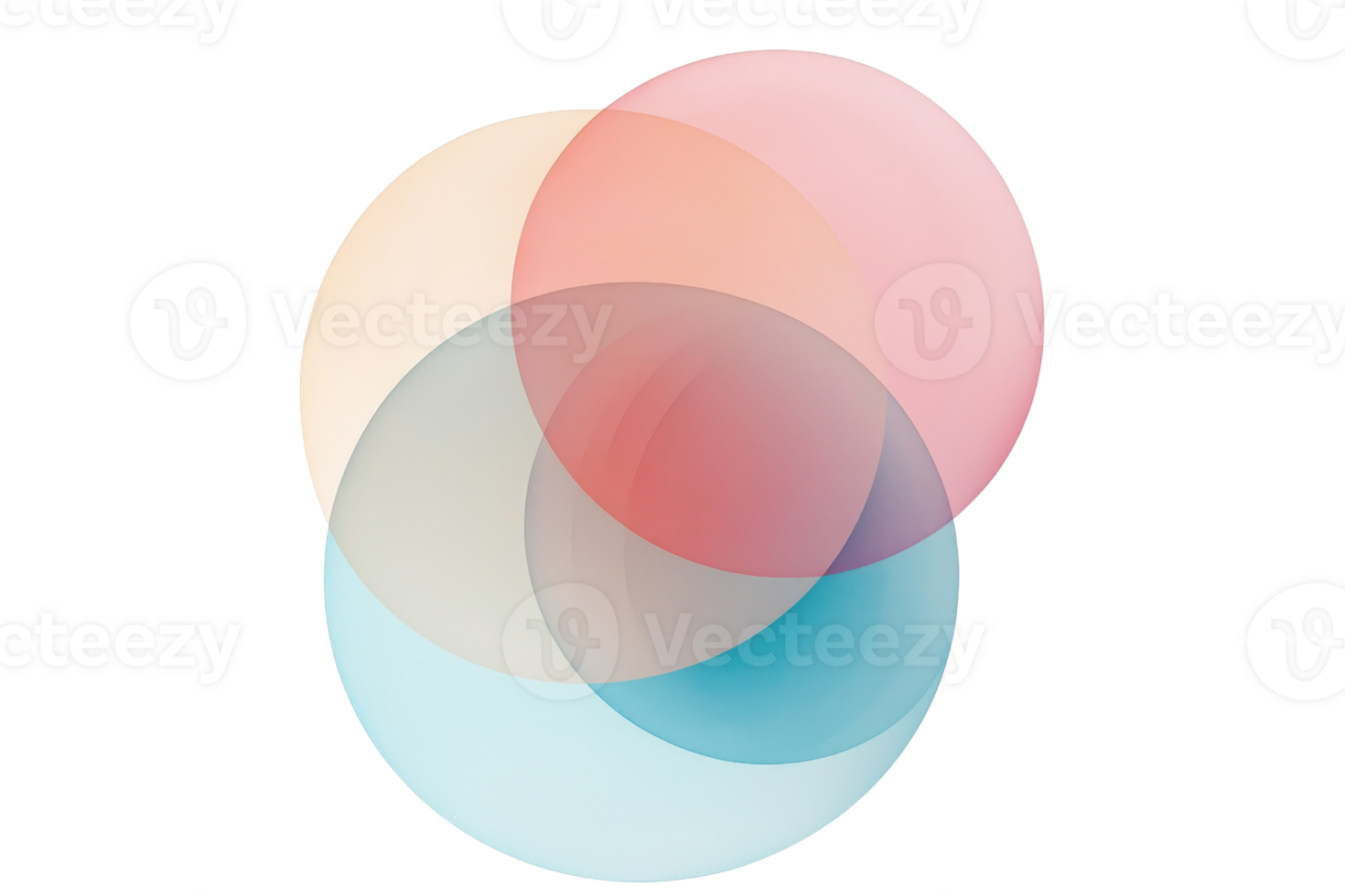 Abstract image featuring overlapping translucent circles in soft pastel colors, creating a calming and harmonious visual effect. png