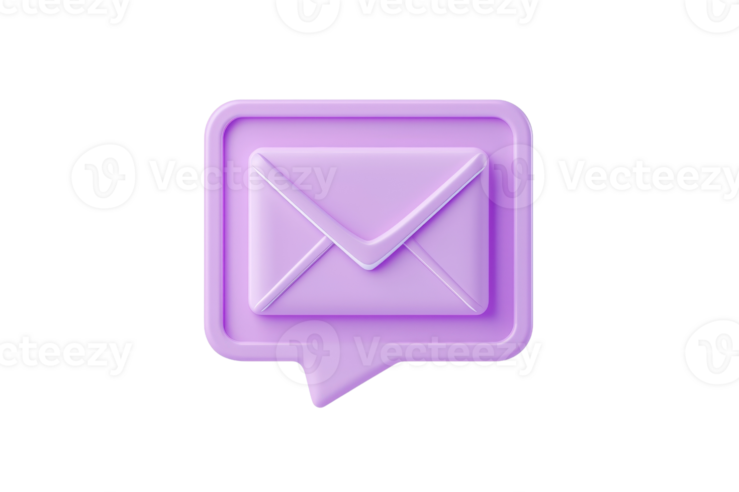 A purple speech bubble icon featuring an envelope symbolizing messaging or email communication. png