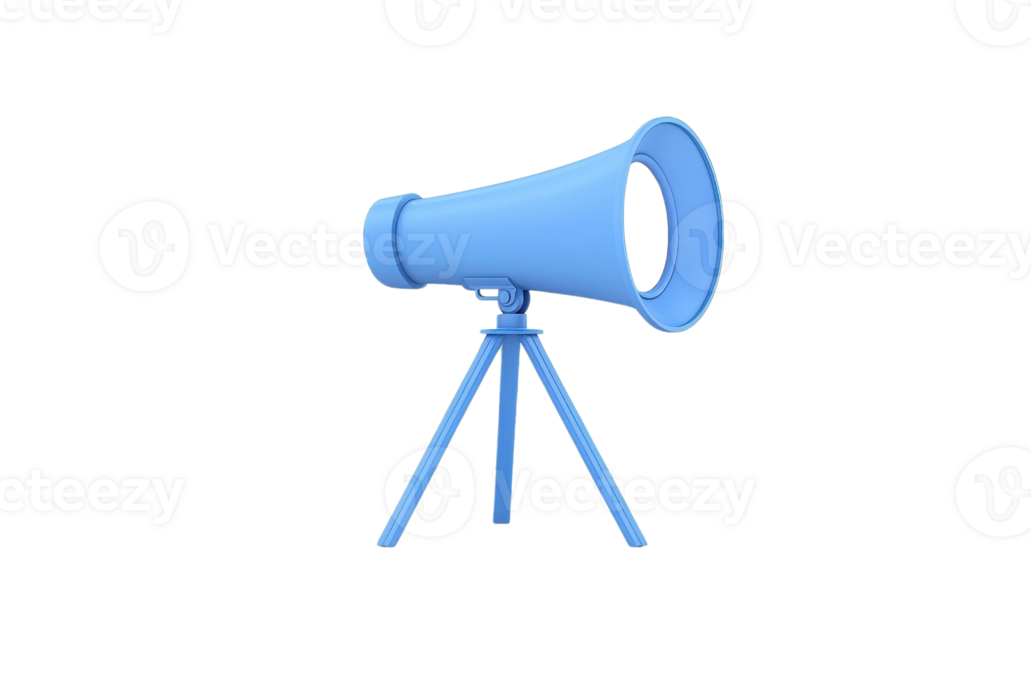 A blue megaphone on a tripod, designed for amplifying sound and communication. png