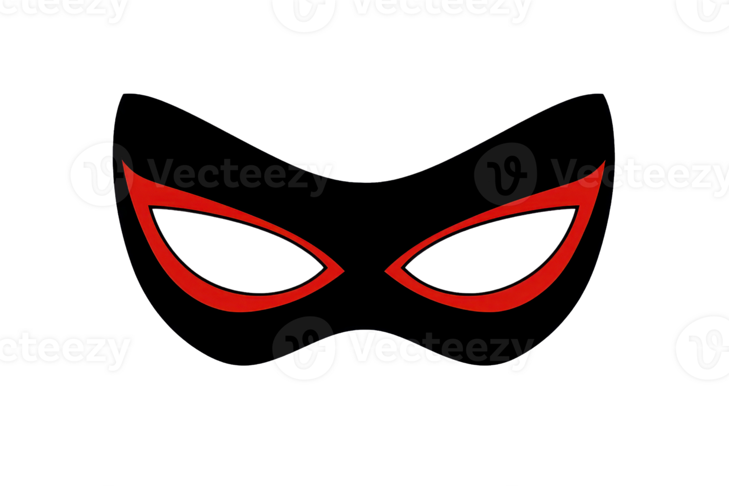 Black and red masquerade mask illustration on a transparent background, ideal for parties, events, and festive designs. png