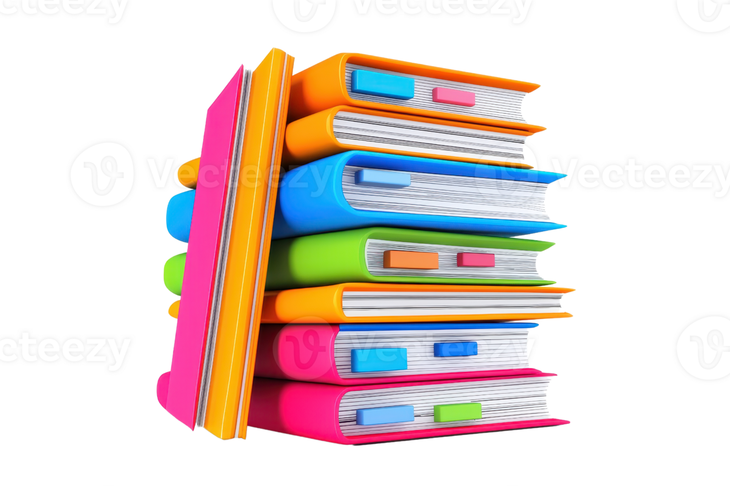 A vibrant stack of colorful notebooks arranged neatly, showcasing various hues and tabs on the spines. png