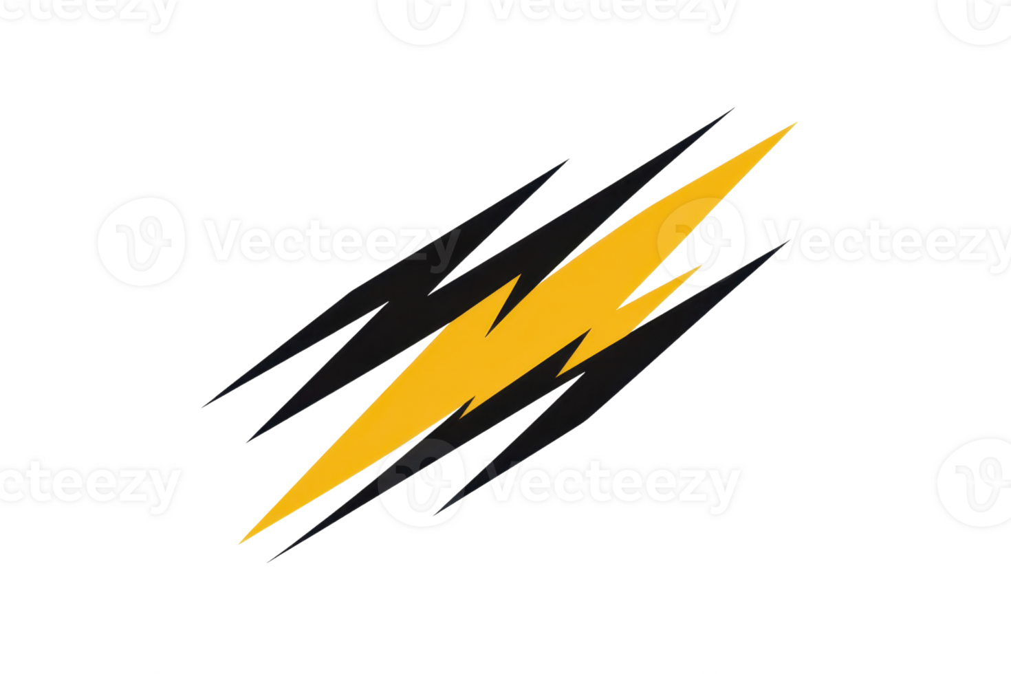 Dynamic yellow lightning bolt illustration on transparent background, representing energy, speed, and power. Perfect for tech and sports themes. png