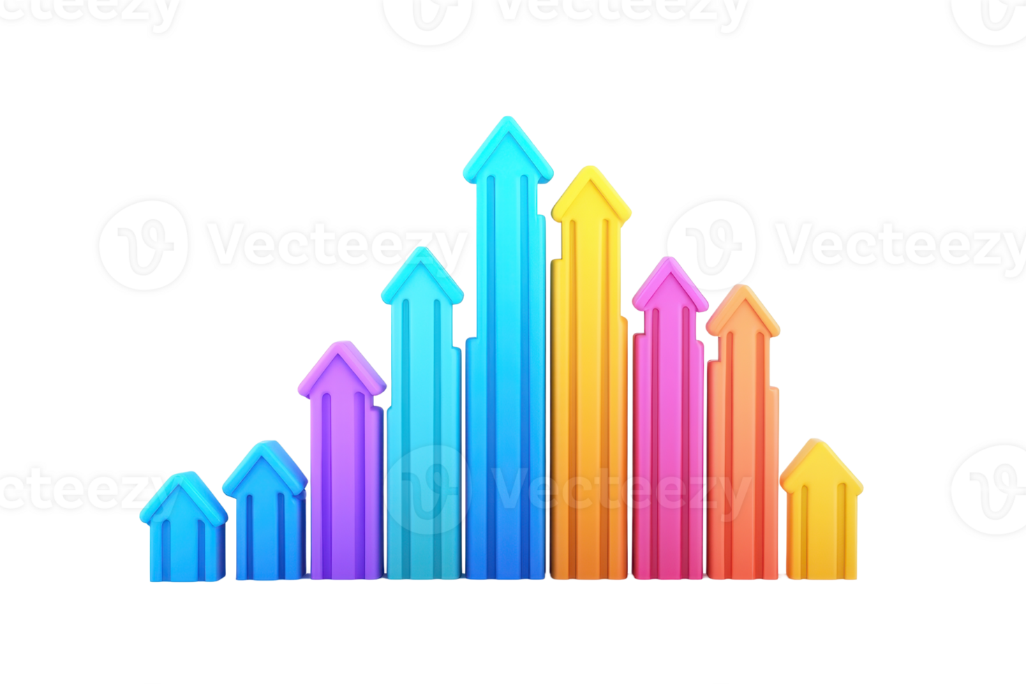 Colorful upward arrows represent growth or progress, arranged in a visually appealing manner. png