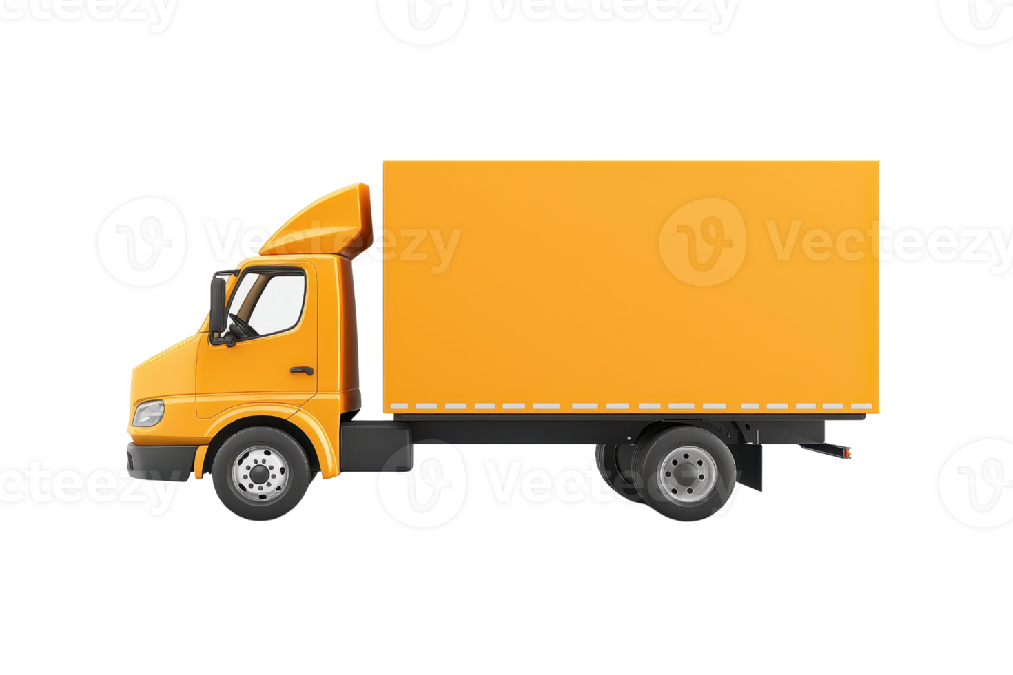 A bright yellow delivery truck with a spacious cargo area, designed for transportation and logistics. png