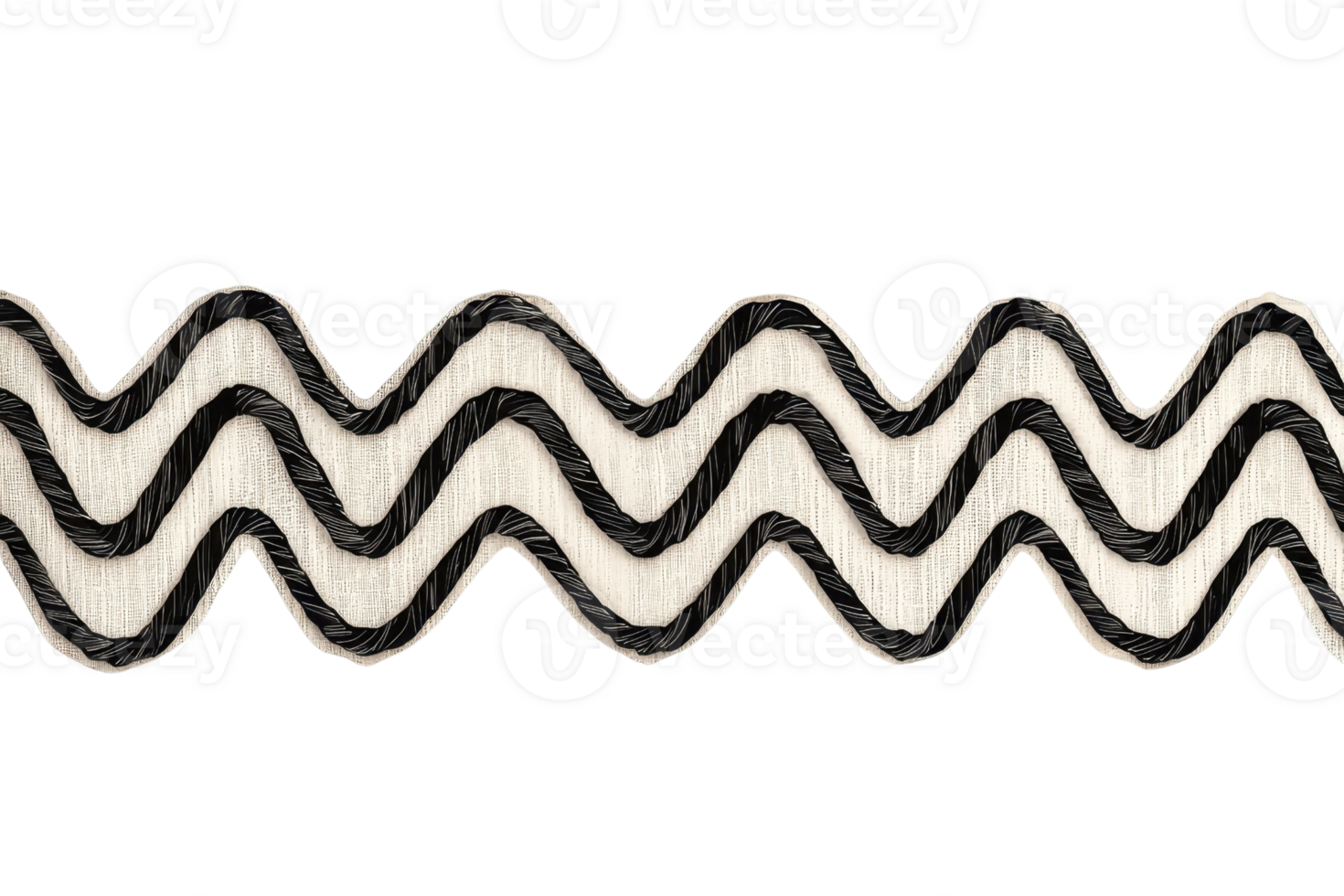 Black and white zigzag pattern ribbon, ideal for crafts, sewing projects, fashion design, or decorative embellishments. png