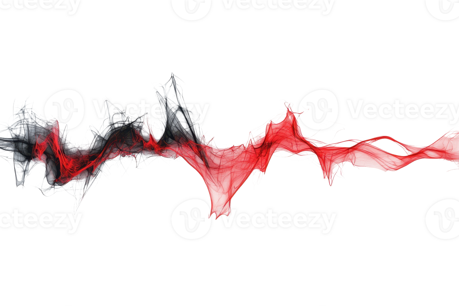 Abstract red and black smoke wave on transparent background. Vibrant flowing pattern with dynamic curves and motion. Concept of movement and energy. png