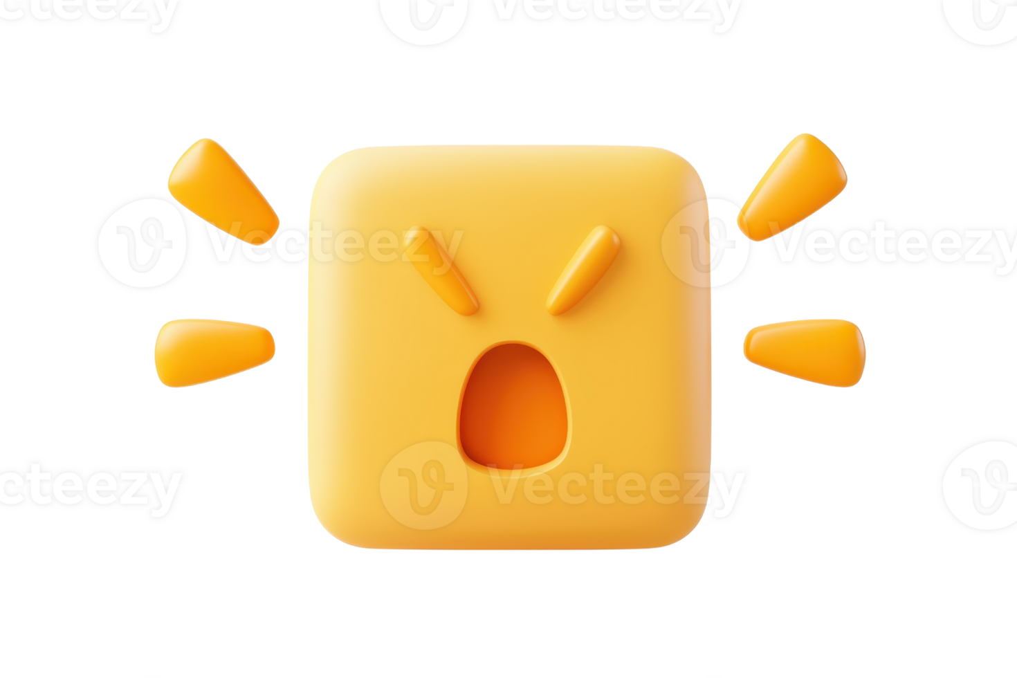 A bright yellow square with an expressive face, featuring an open mouth and raised eyebrows, conveying a sense of excitement or surprise. png