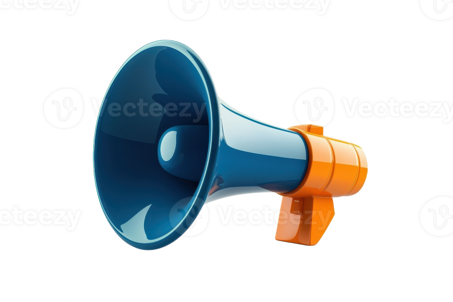 Colorful 3D megaphone illustration with vibrant blue and orange colors, perfect for marketing, communication, and announcement concepts. png