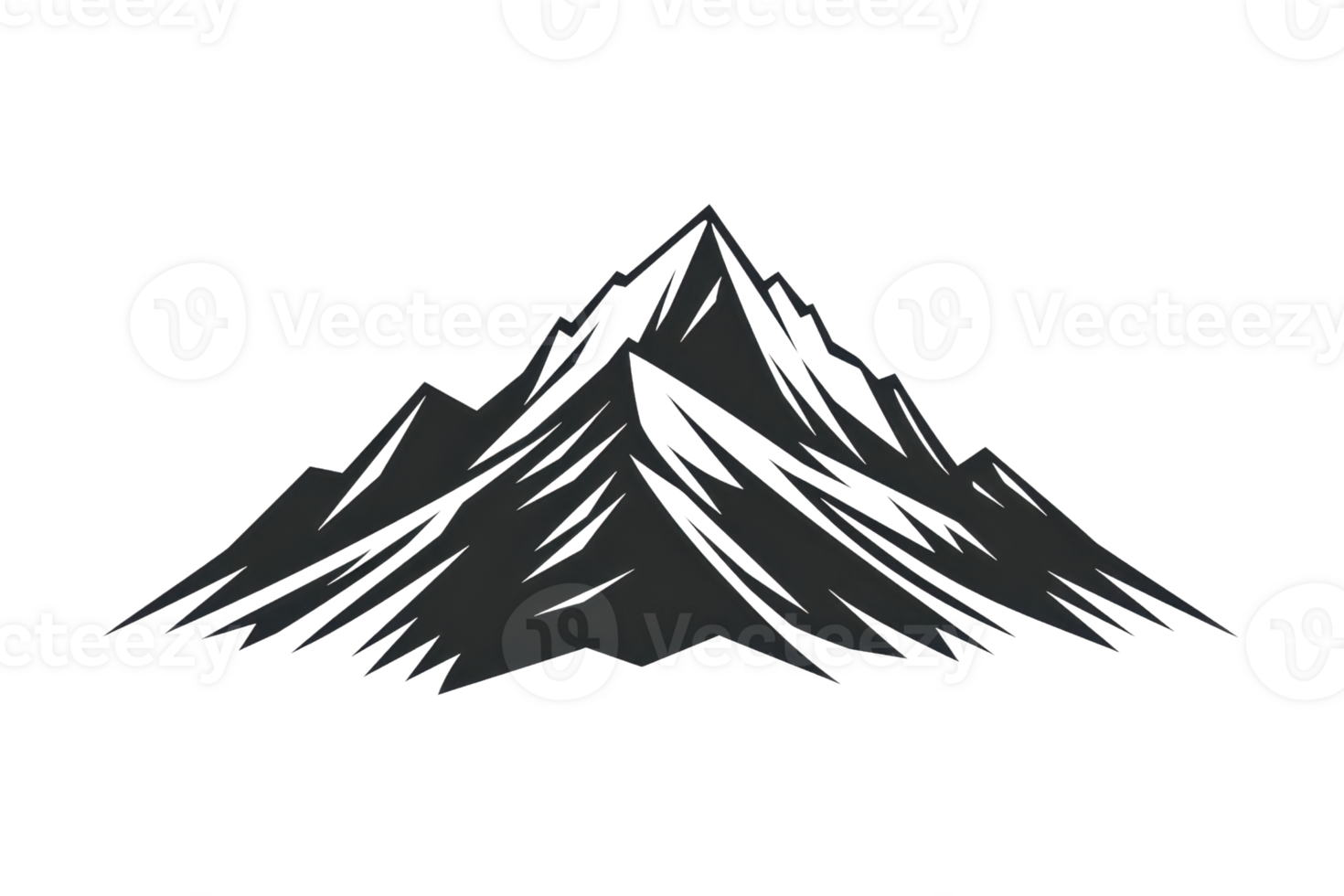 Minimal black mountain silhouette on transparent background, capturing the essence of nature and adventure in a simple artistic style. png