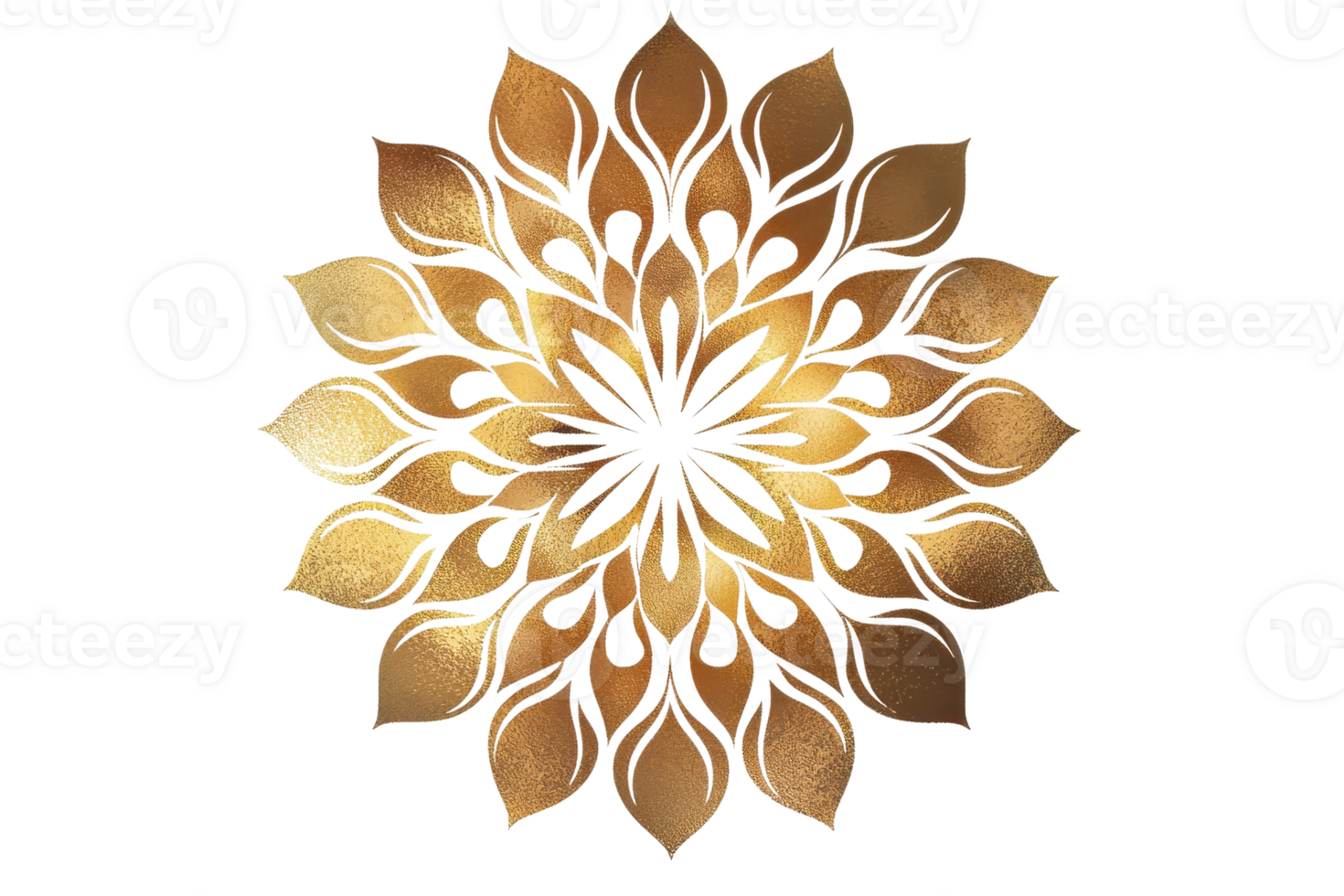 Elegant gold mandala pattern with intricate details, radiating symmetry and luxury. Perfect for decor, design, or meditation themes. png