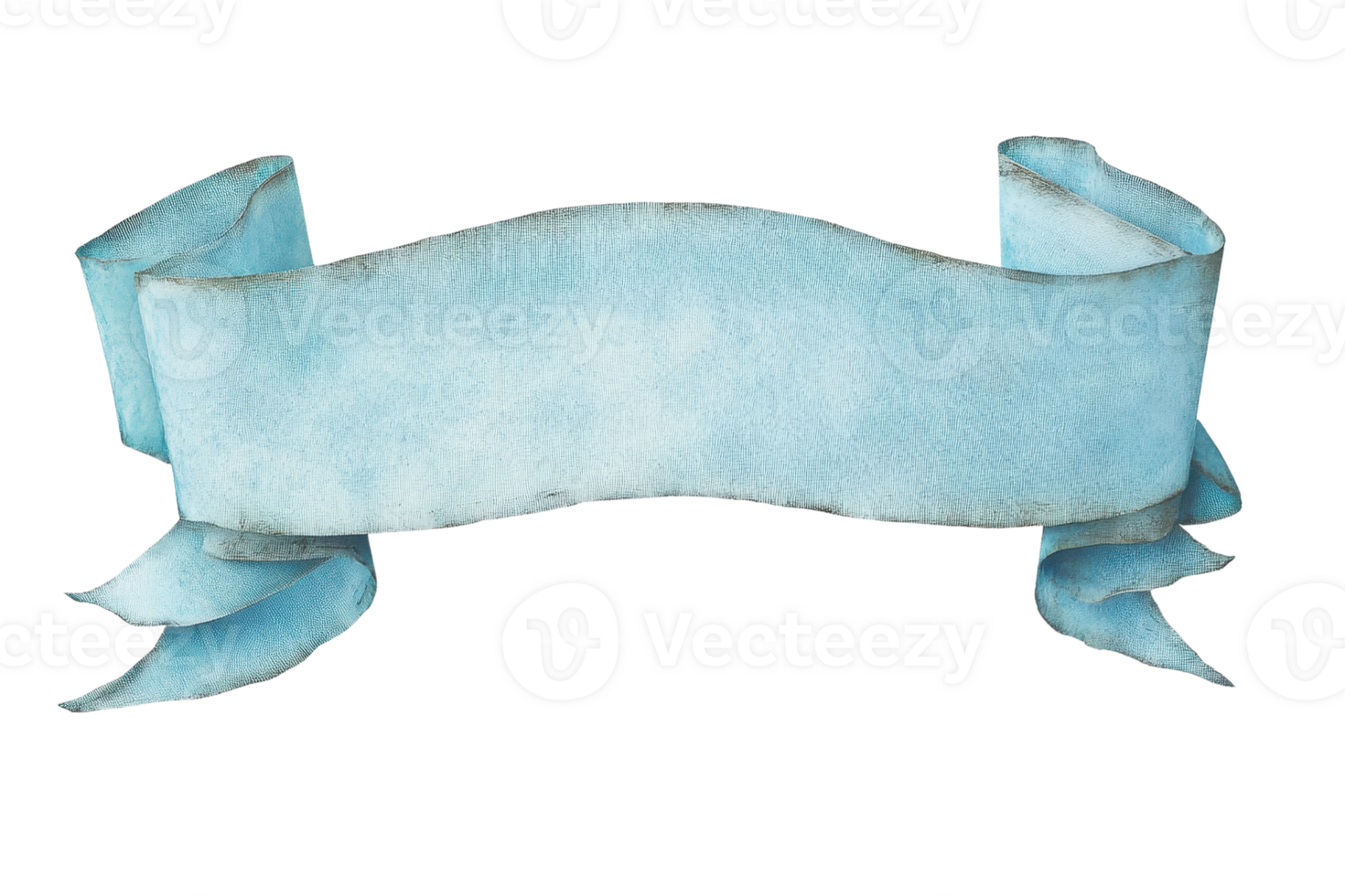 Elegant hand-painted blue watercolor ribbon banner, perfect for various design projects including invitations and scrapbooking. png