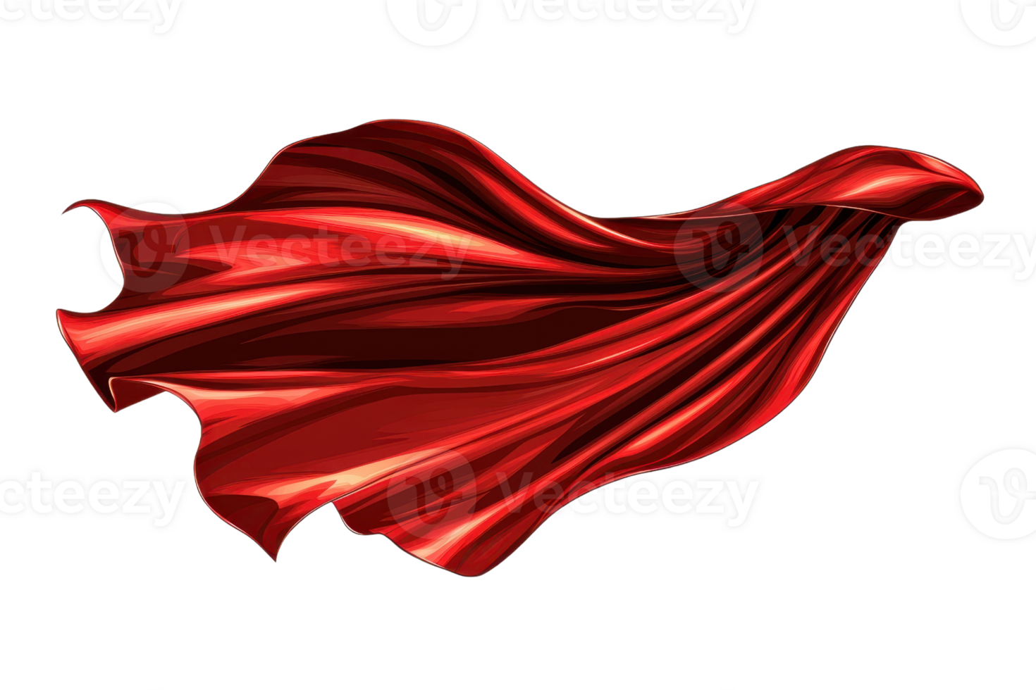 Dynamic red cape flowing in the wind, symbolizing power, heroism, and movement. Perfect for concepts of strength and freedom. png