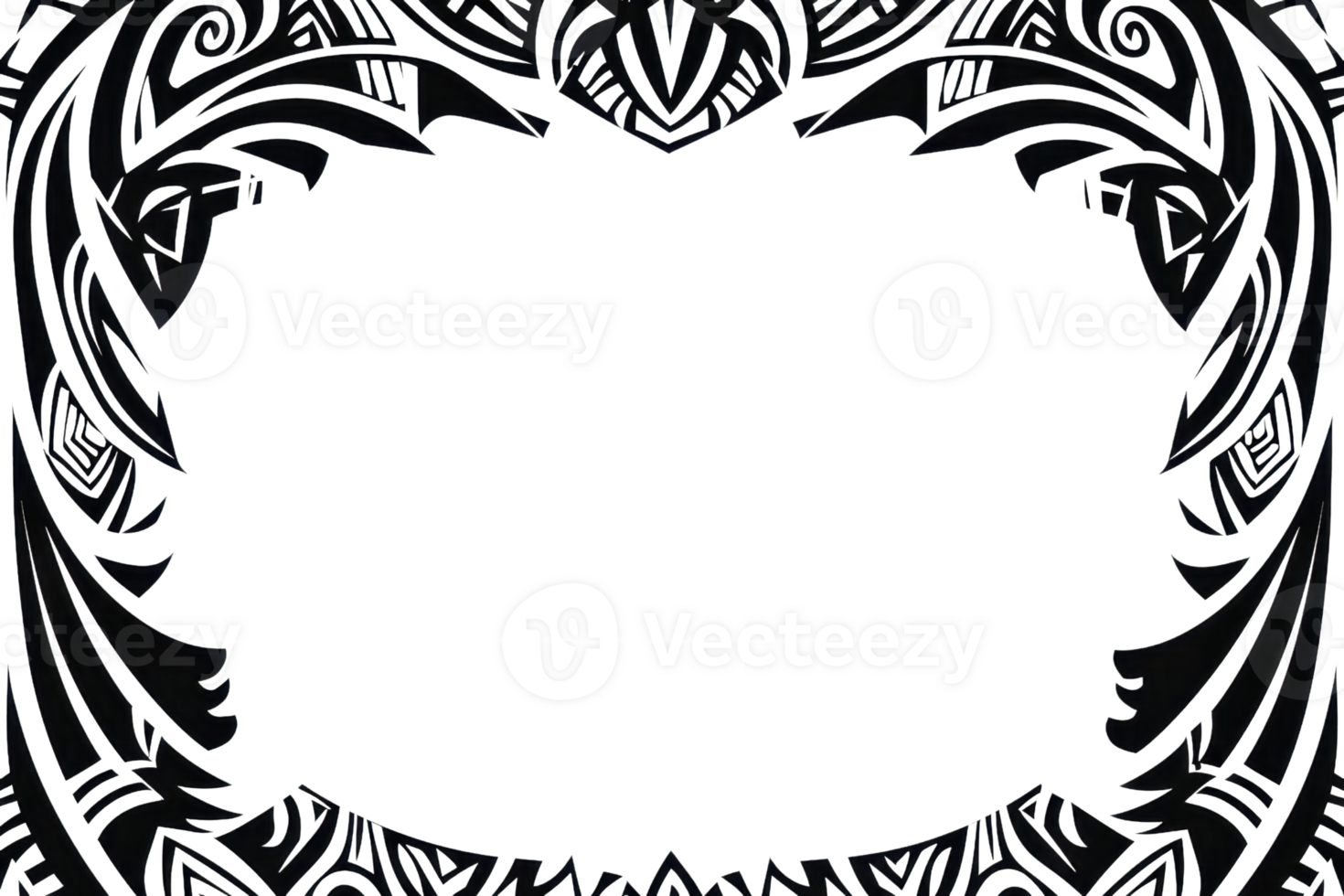 Intricate black frame with elegant swirling patterns, perfect for decorative projects, invites, and artistic designs. png