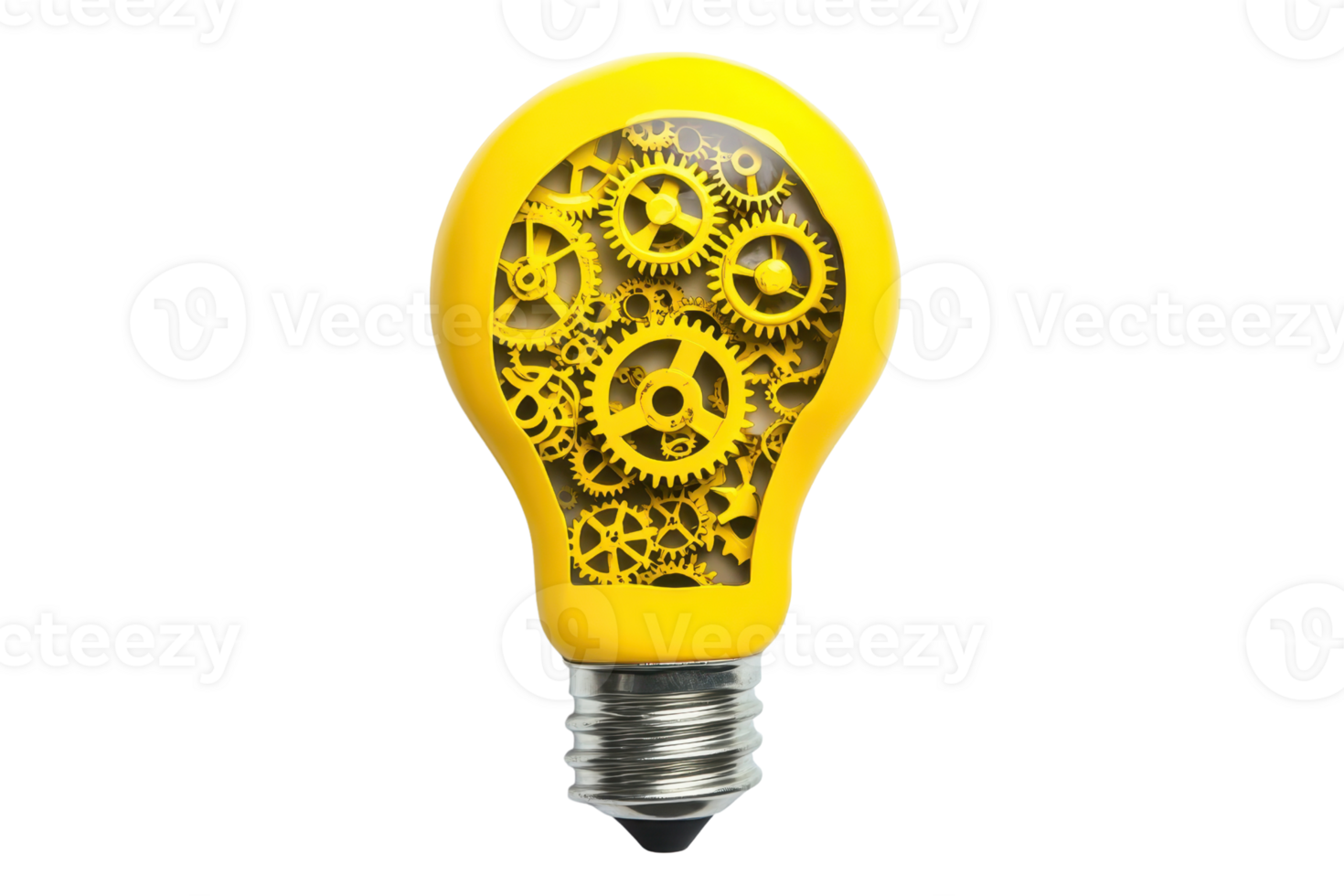 Innovative light bulb with visible gears symbolizes ideas, creativity, and technology. Perfect for concepts of invention and ingenuity. png