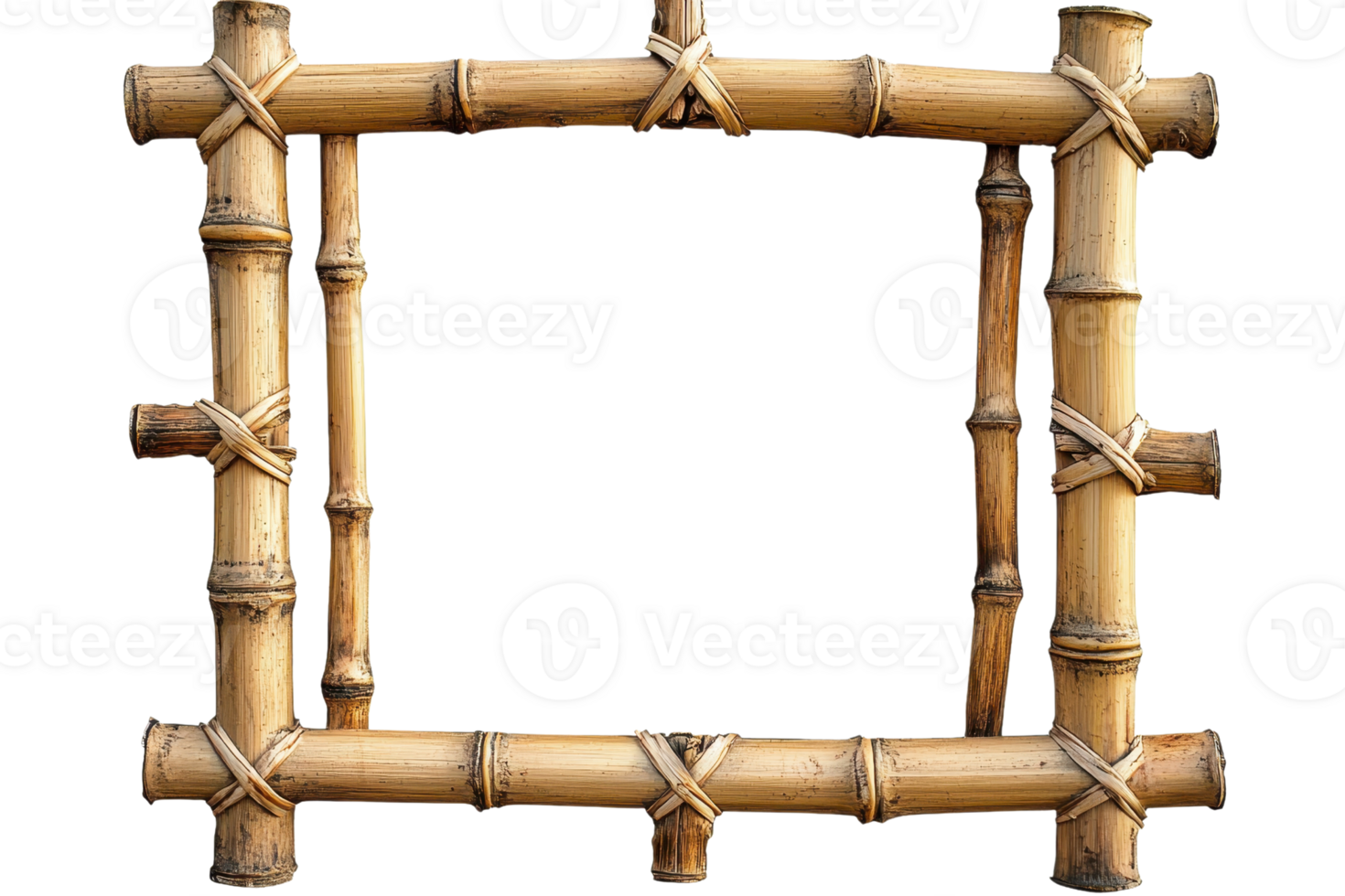 Handcrafted bamboo frame with natural texture, showcasing artisanal craftsmanship, suitable for eco-friendly decor and rustic design themes. png