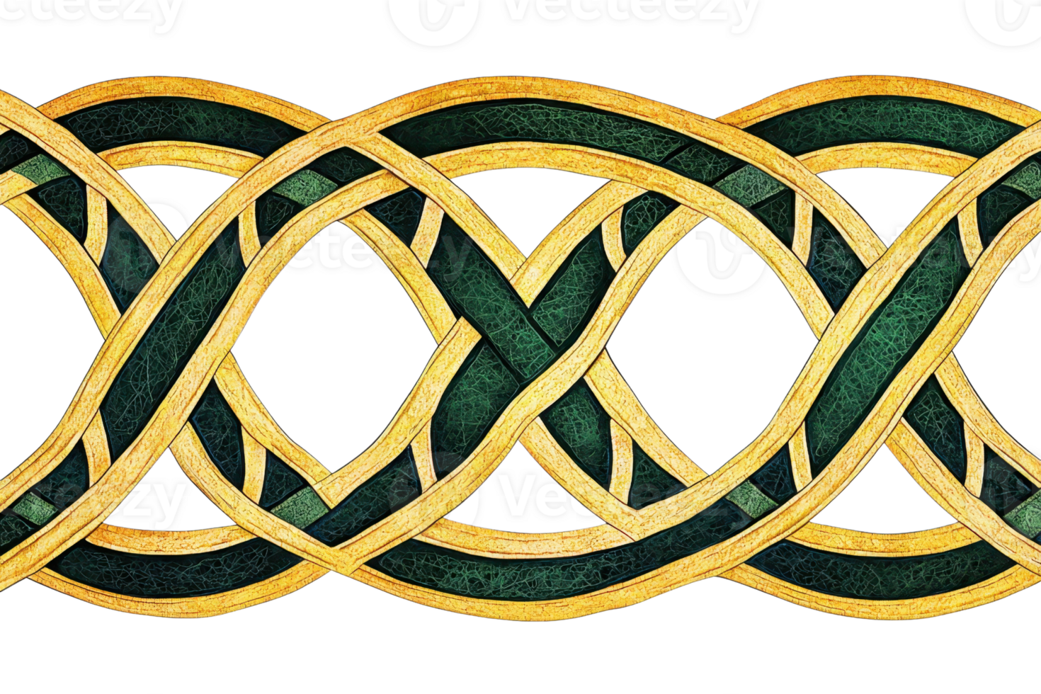 Intricate Celtic knot pattern with intertwined lines in green and yellow. Perfect for design, art projects, and decorative purposes. png
