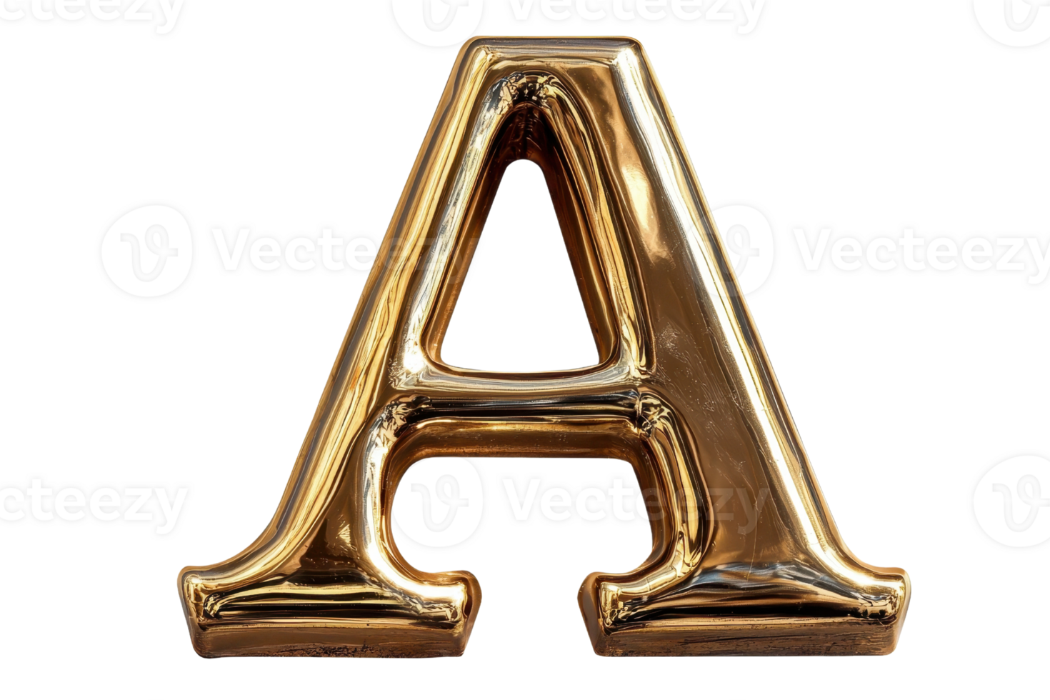 Golden letter A in a metallic finish, perfect for luxury branding and typography design concepts and projects. png