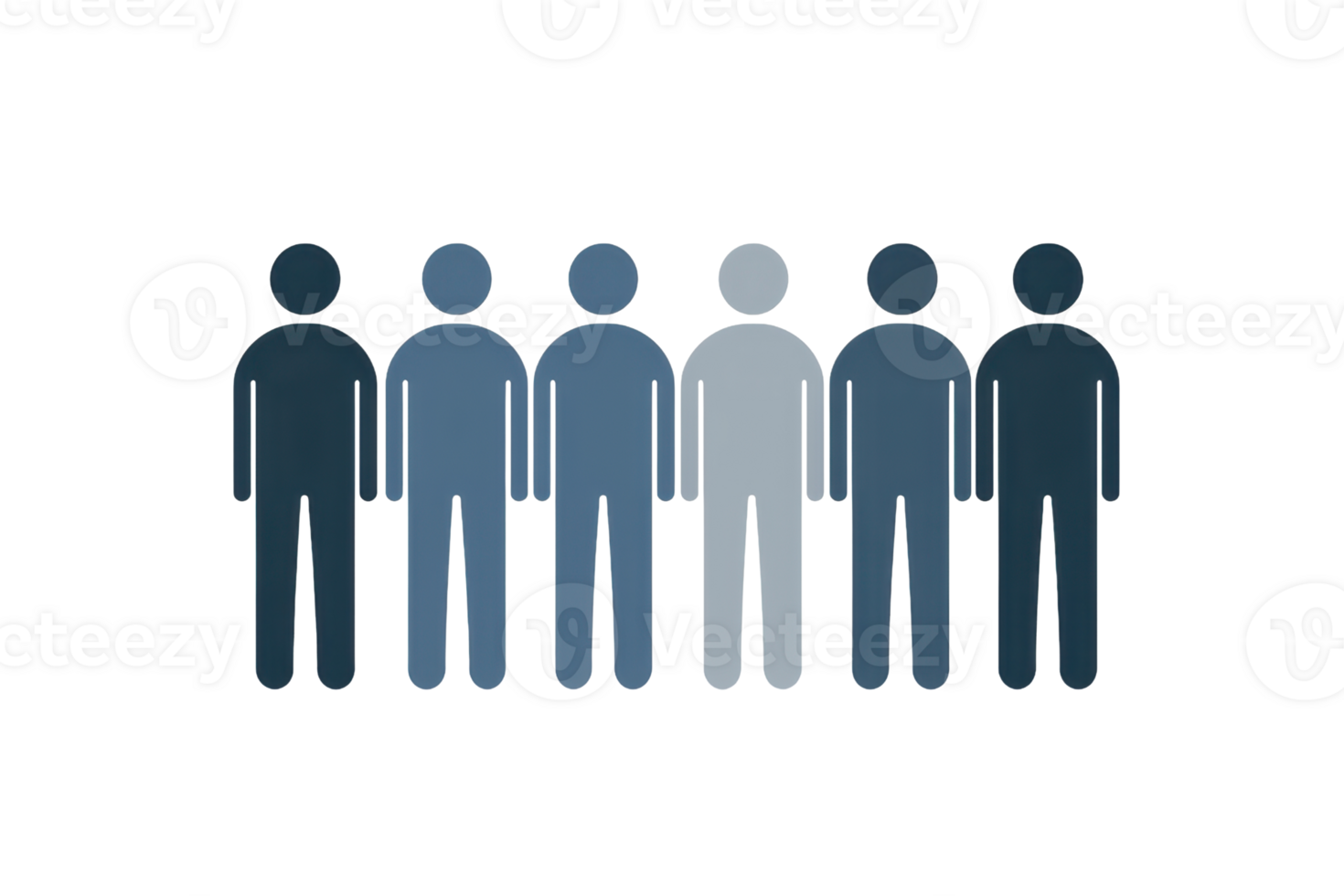 Illustration of diversity concept with silhouette figures ranging in shade to represent unity in multiculturalism and inclusion. png
