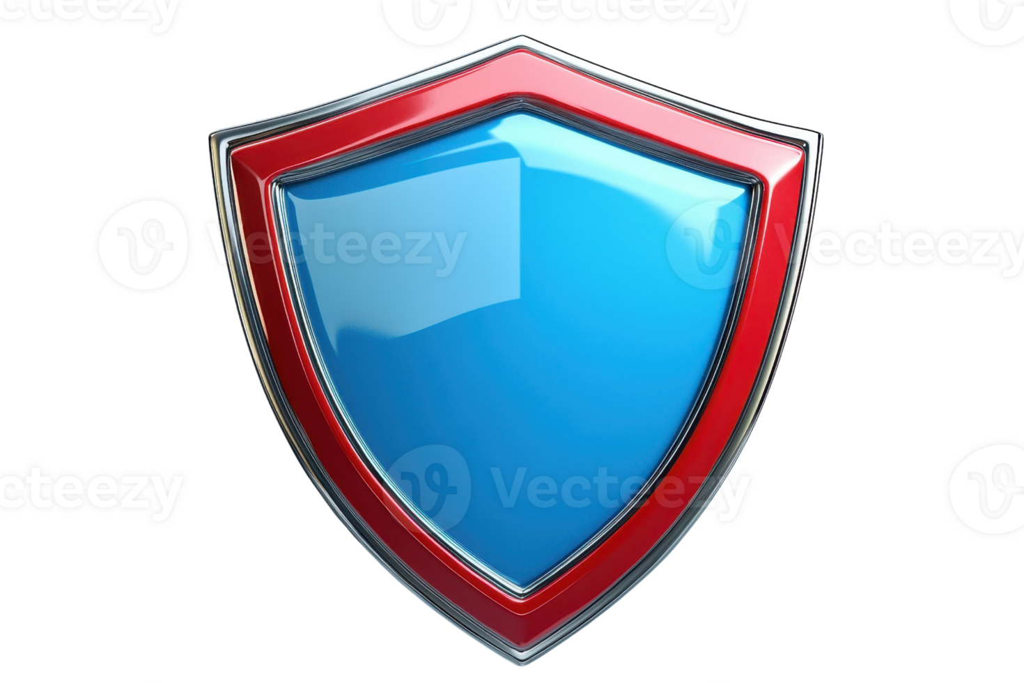 Glossy blue and red shield icon representing protection and security. Ideal for illustrating cybersecurity and safety concepts. png