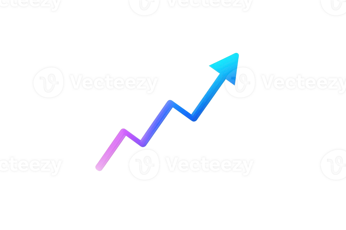 Vibrant upward arrow graph with gradient colors on transparent background, representing growth, success, and progress in business and finance. png