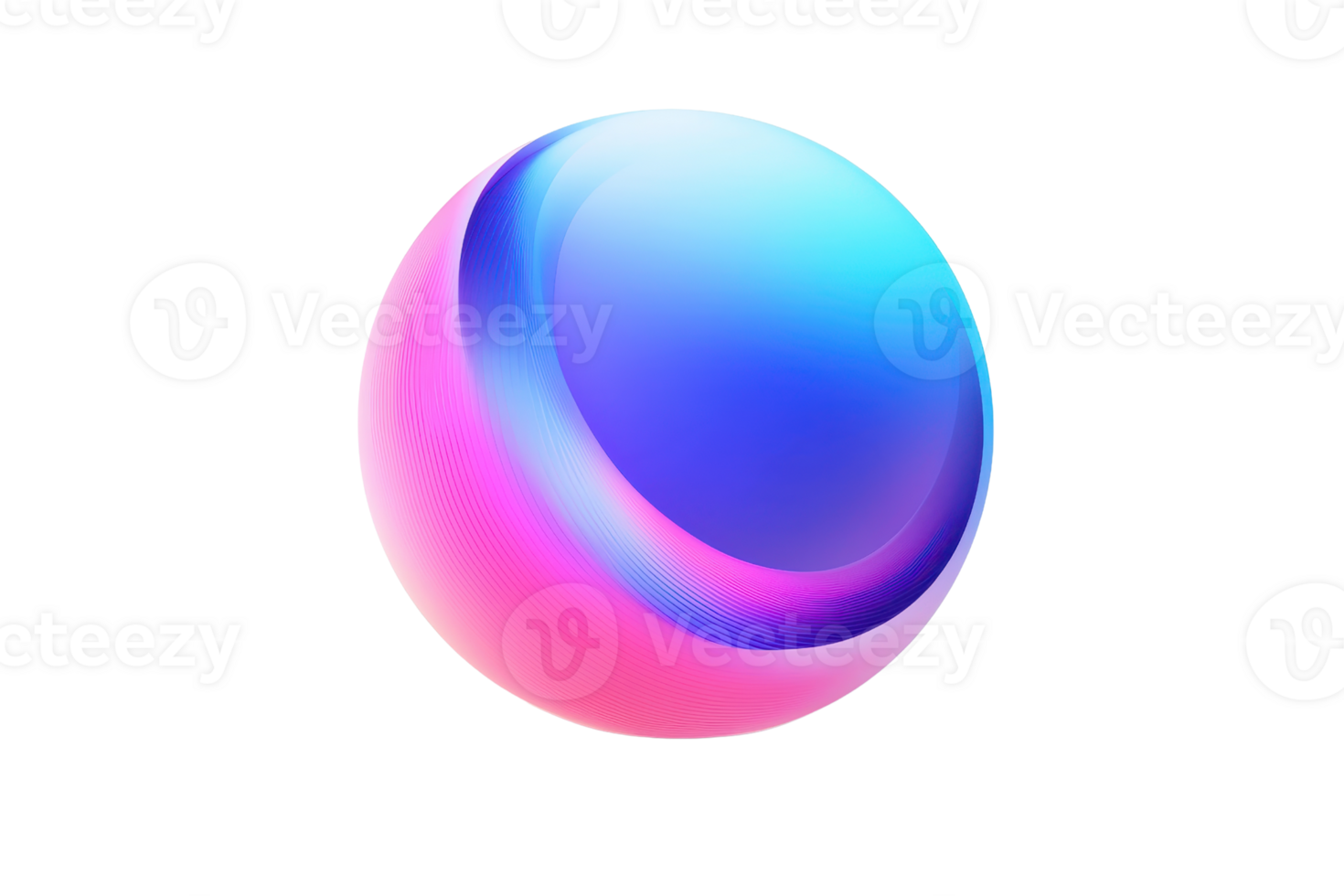 Vibrant 3D abstract sphere with blue and pink gradients, isolated on transparent background, perfect for digital art and design projects. png