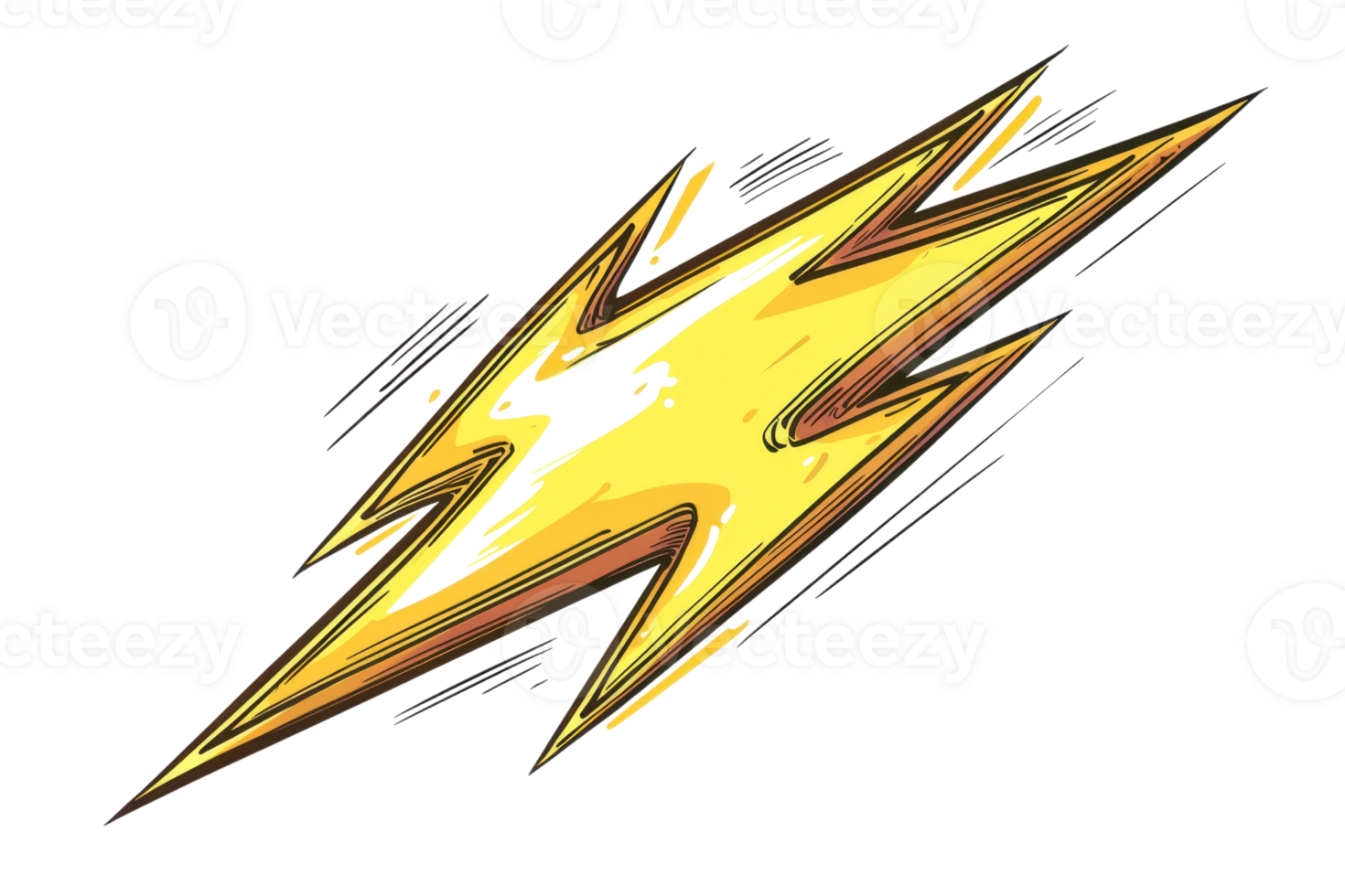 Vibrant lightning bolt illustration showcasing dynamic energy and power in bold colors, perfect for creative projects and abstract designs. png