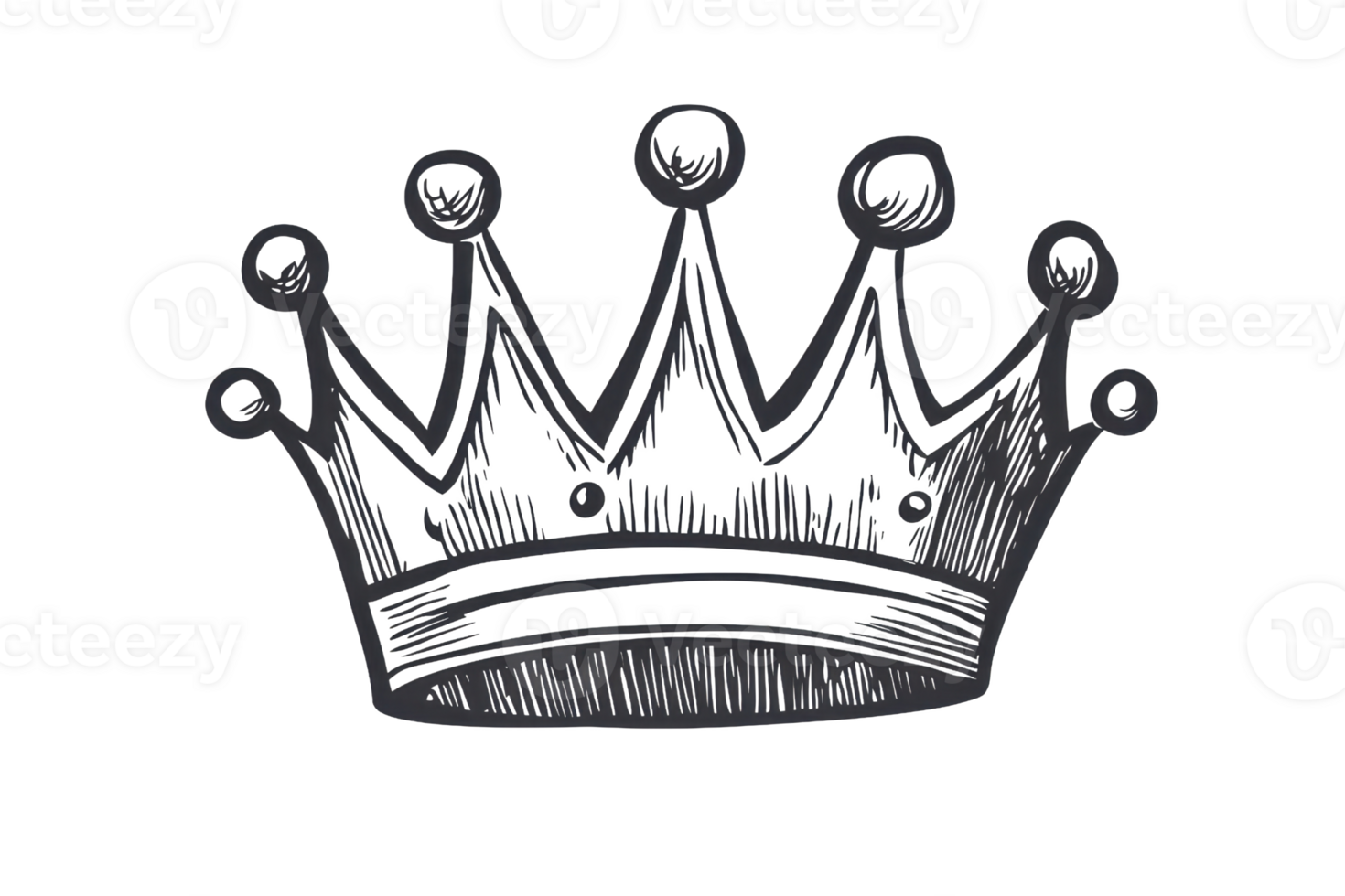 Sketch of a simple and elegant crown with intricate details, perfect for royalty-themed designs, illustrations, or artistic projects. png