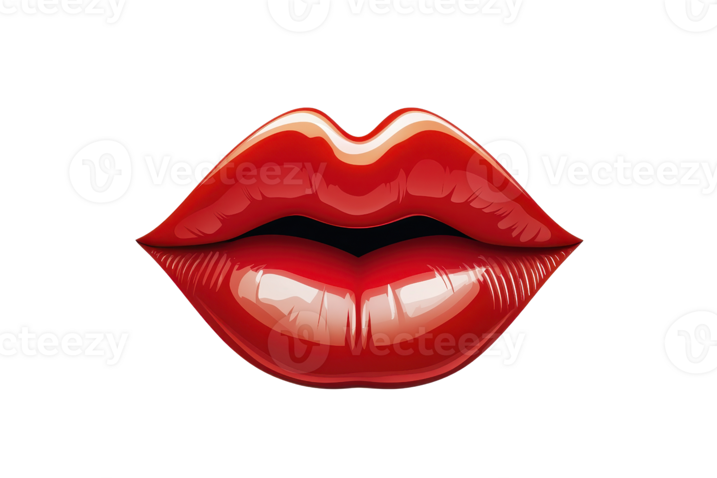 illustration of glossy red lips with a shiny finish. Perfect for beauty, fashion, and makeup design concepts in print or digital media. png