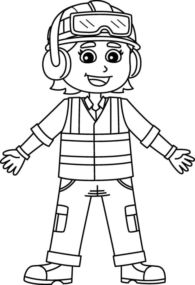Female Construction Worker Safety Gear Isolated vector