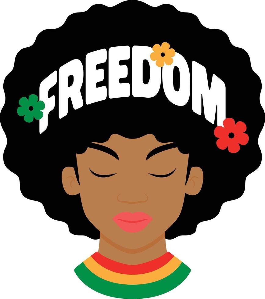 Juneteenth Freedom Afro Cartoon Colored Clipart vector