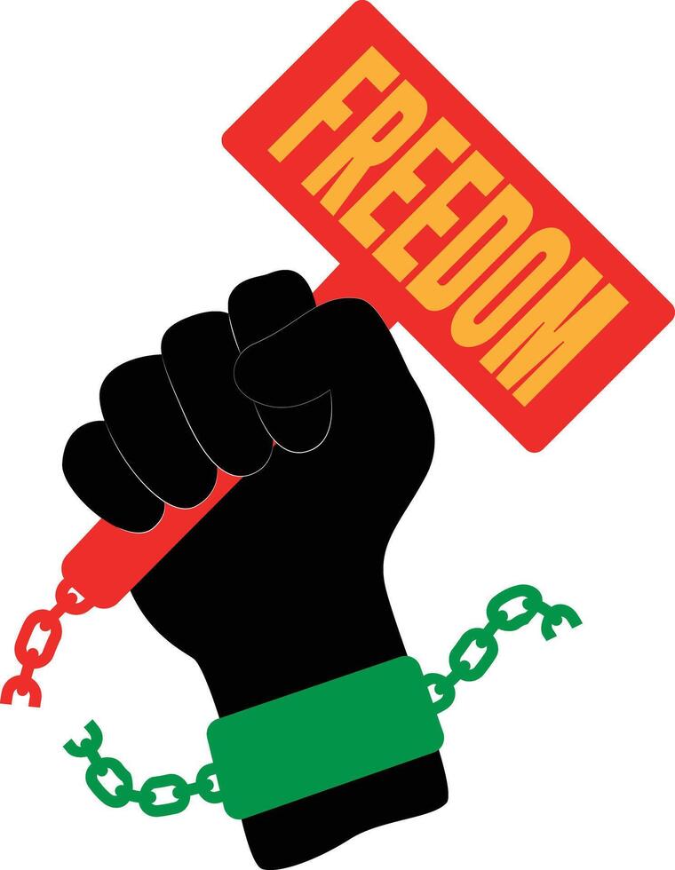 Juneteenth Freedom Broken Chains Cartoon Clipart vector