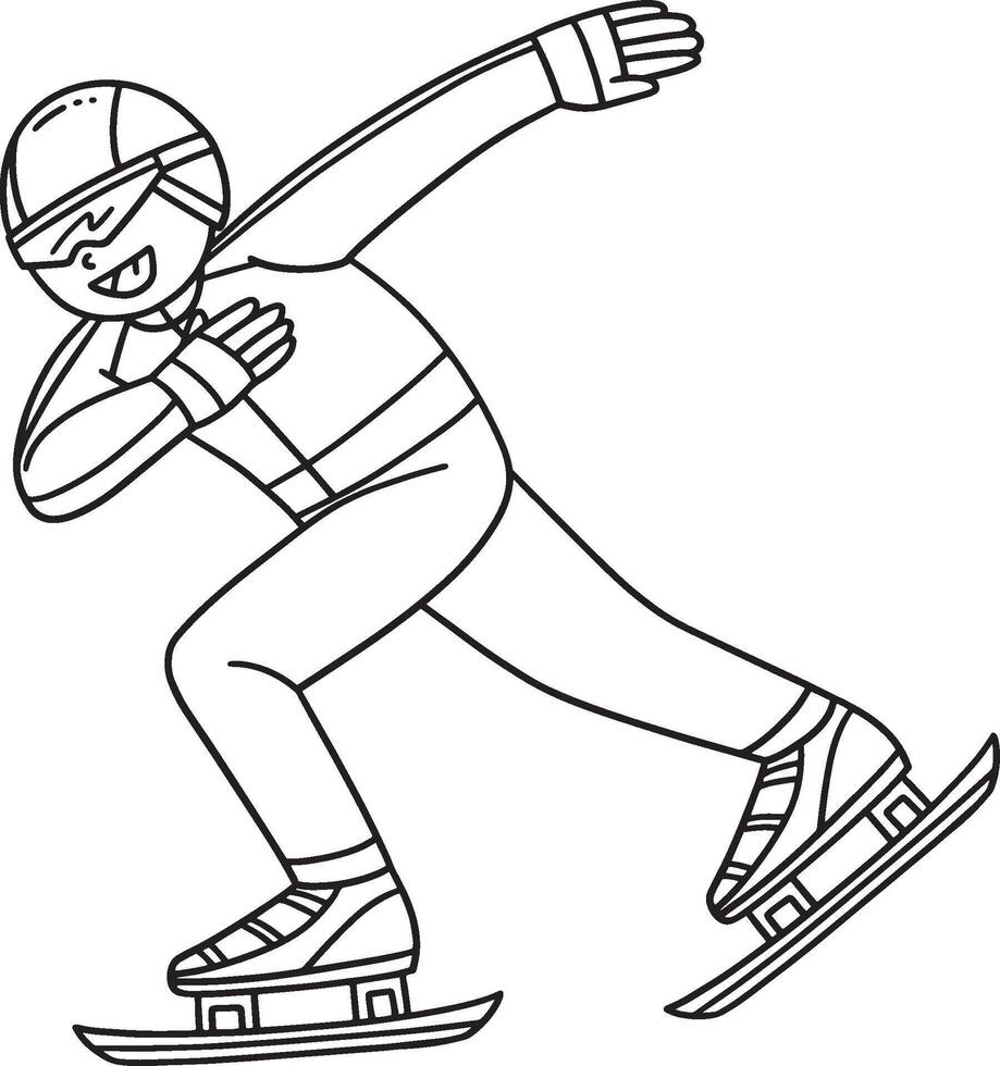 Speed Skating Male Gaining Speed Isolated vector