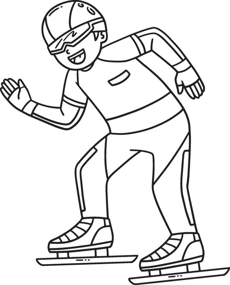 Speed Skating Male at the Starting Line Isolated vector
