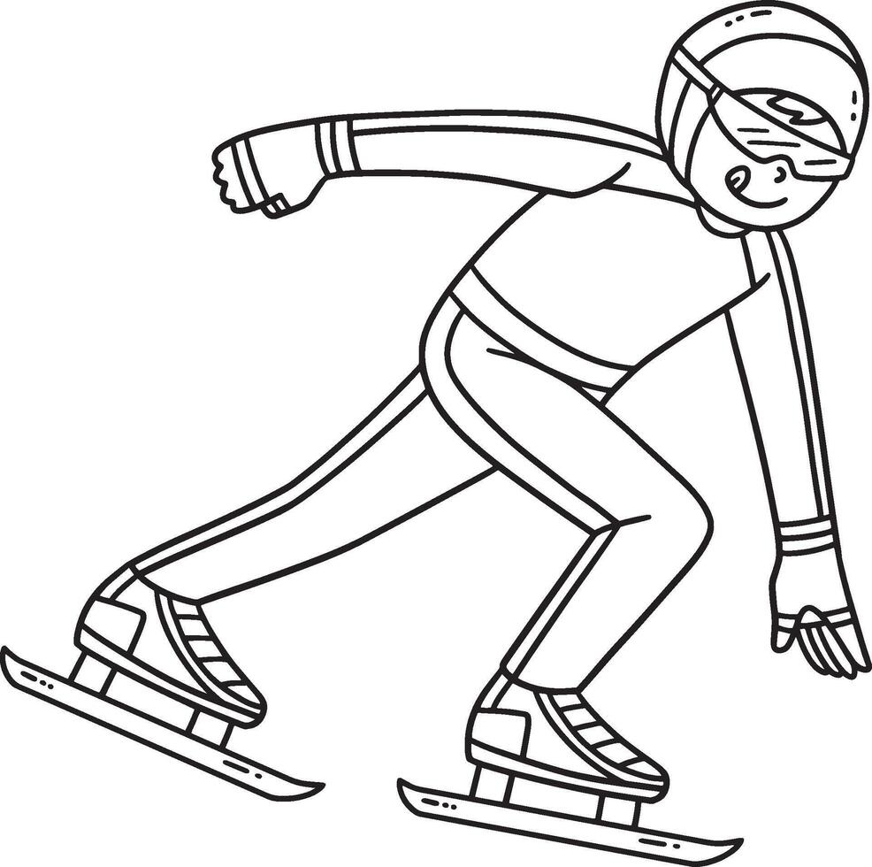 Speed Skating Male One Hand on the Ground Isolated vector