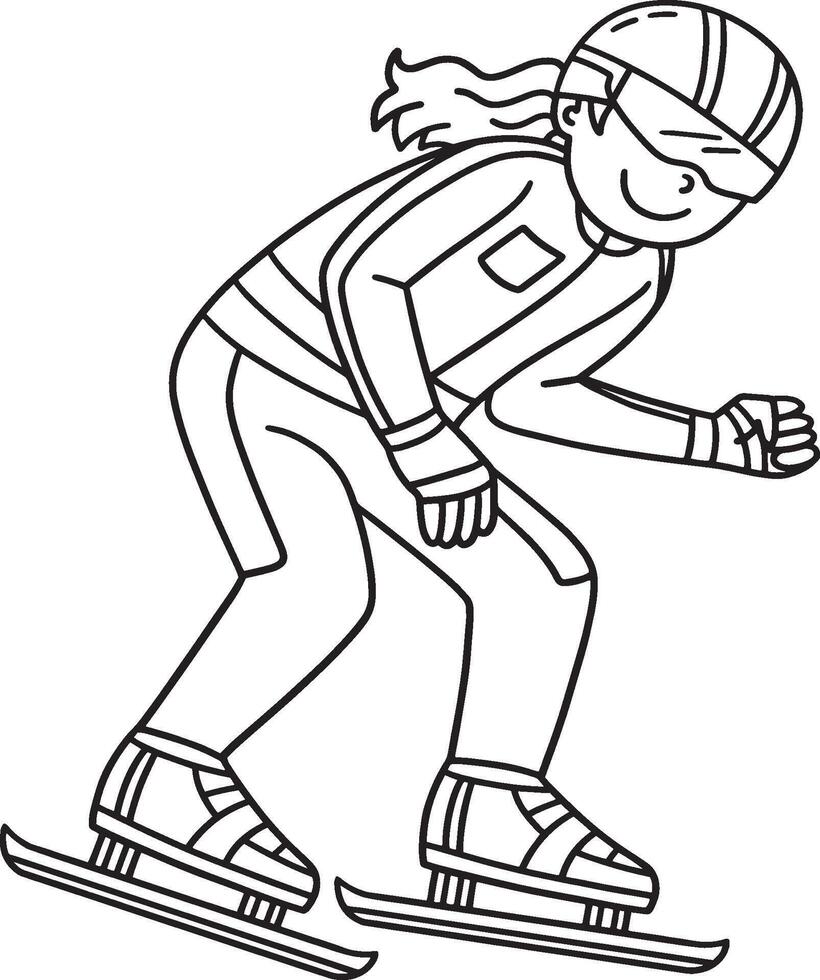 Speed Skating Female at the Starting Line Isolated vector